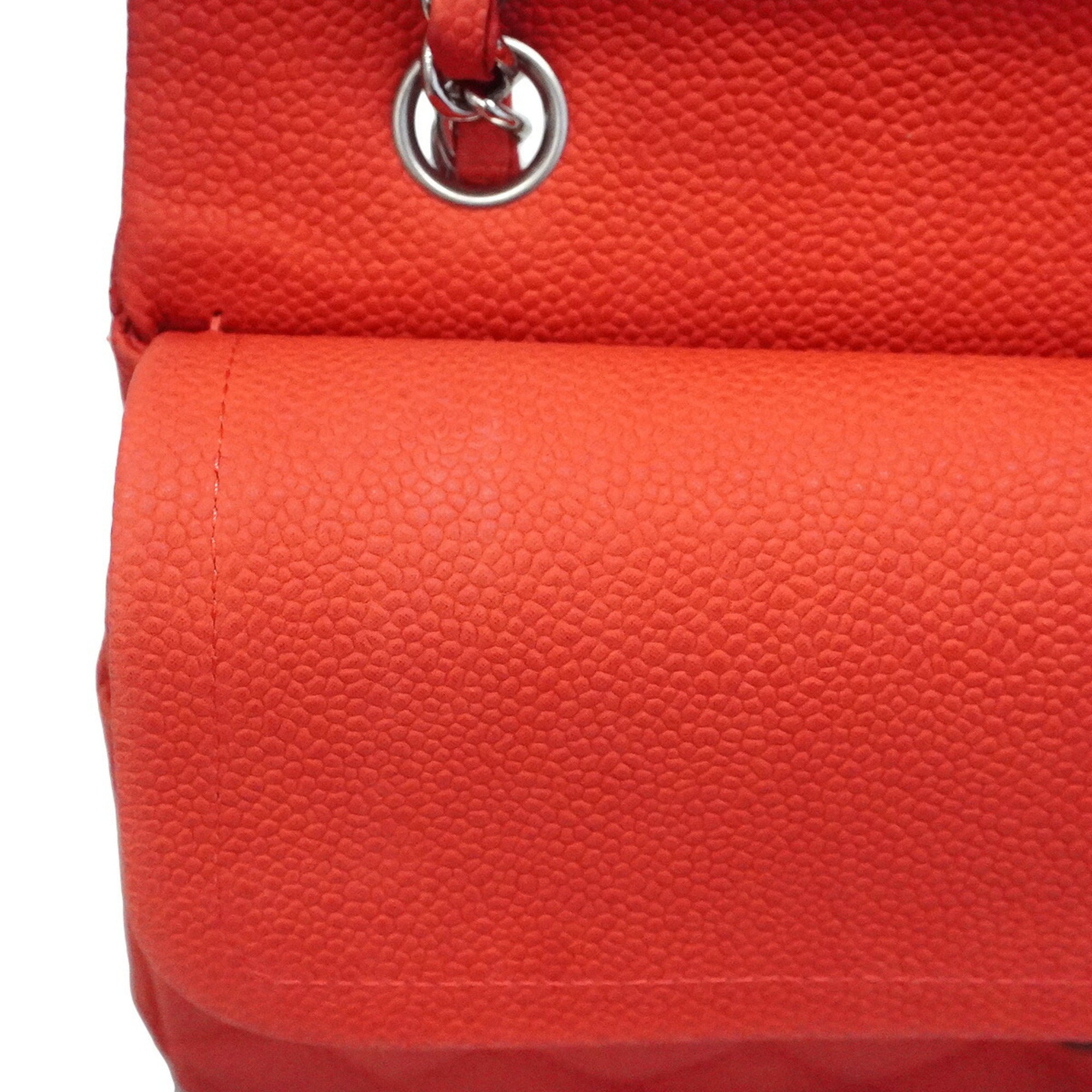 Chanel Red Color Grained Calfskin Shoulder Bag (Pre-Owned)