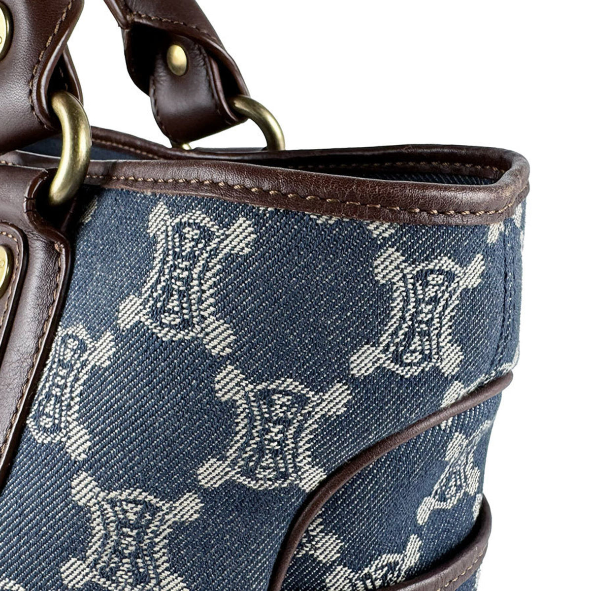 Celine Blue Brown Denim Leather Handbag (Pre-Owned)