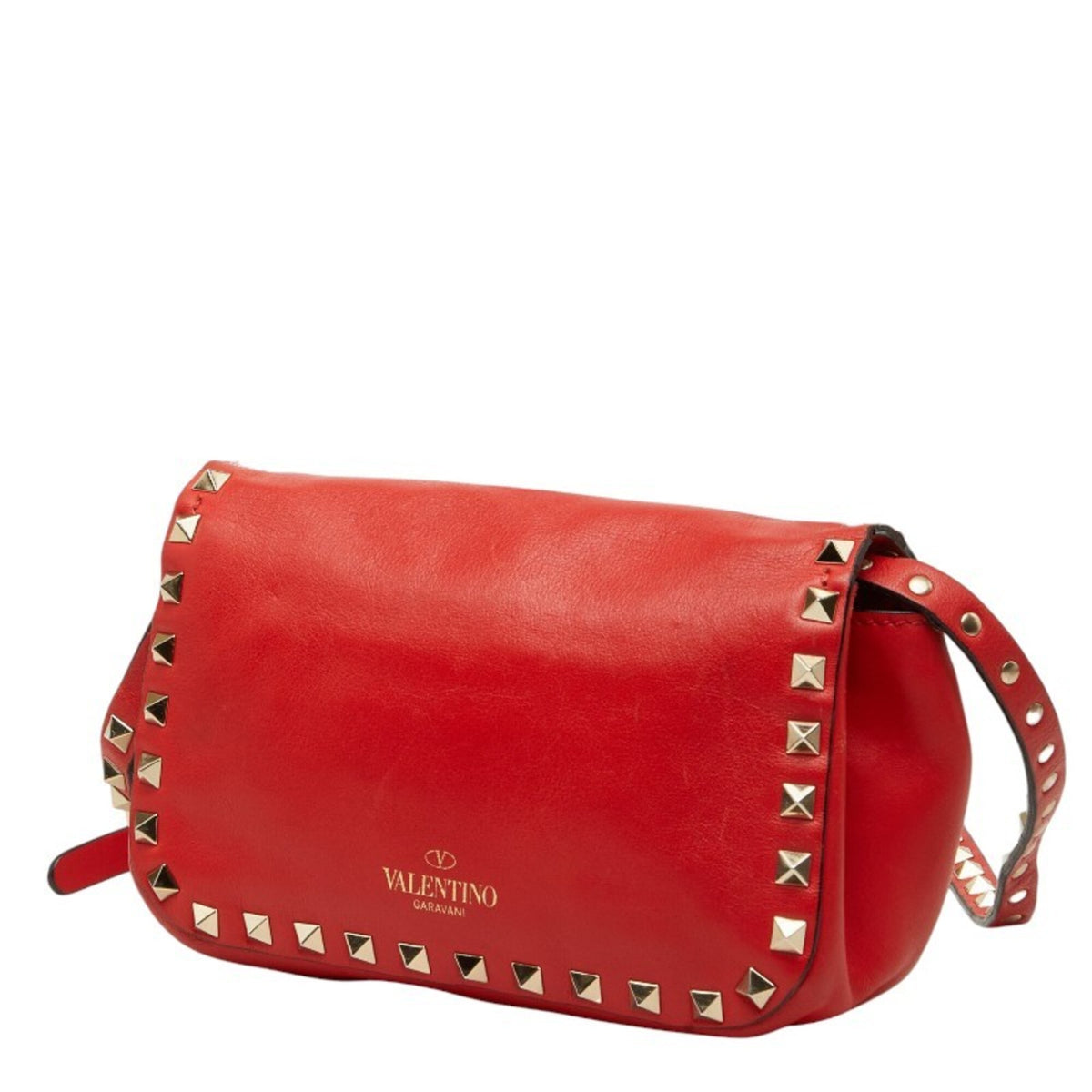 Valentino Red Color Leather Shoulder Bag (Pre-Owned)