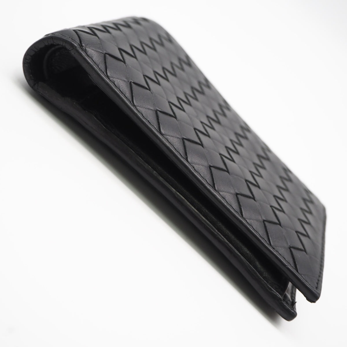 Bottega Veneta Intrecciato Black Leather Wallet (Bi-Fold) (Pre-Owned)