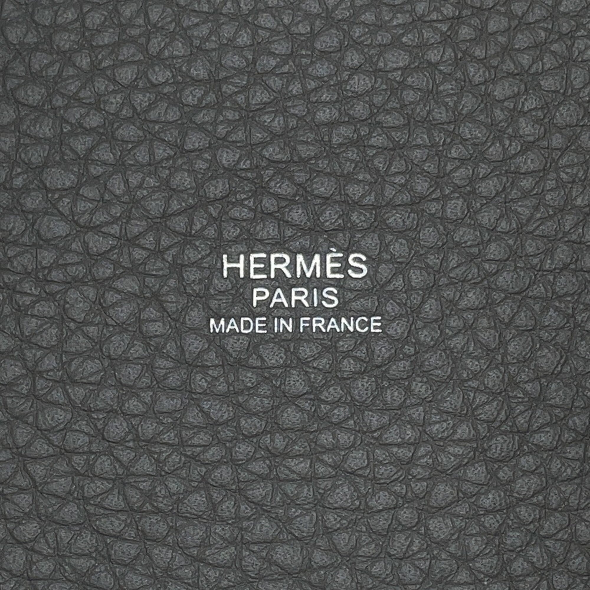 Hermes Gray Taurillon Clemence Leather Handbag Tote Bag (Pre-Owned)