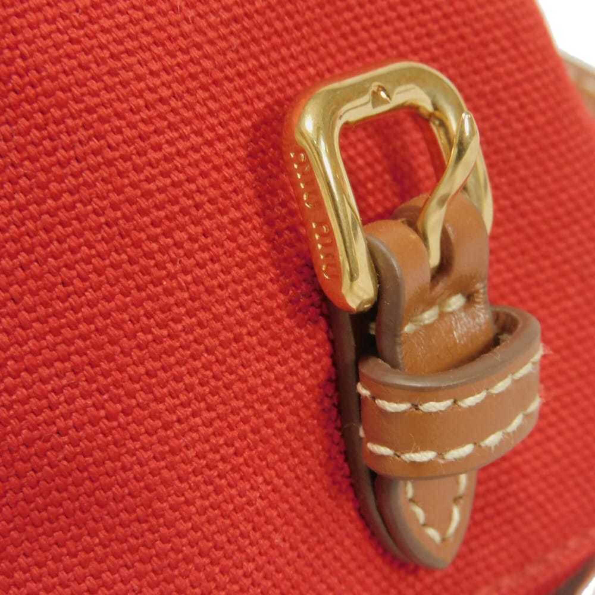 Miu Miu Red Color Cotton Canvas Backpack (Pre-Owned)