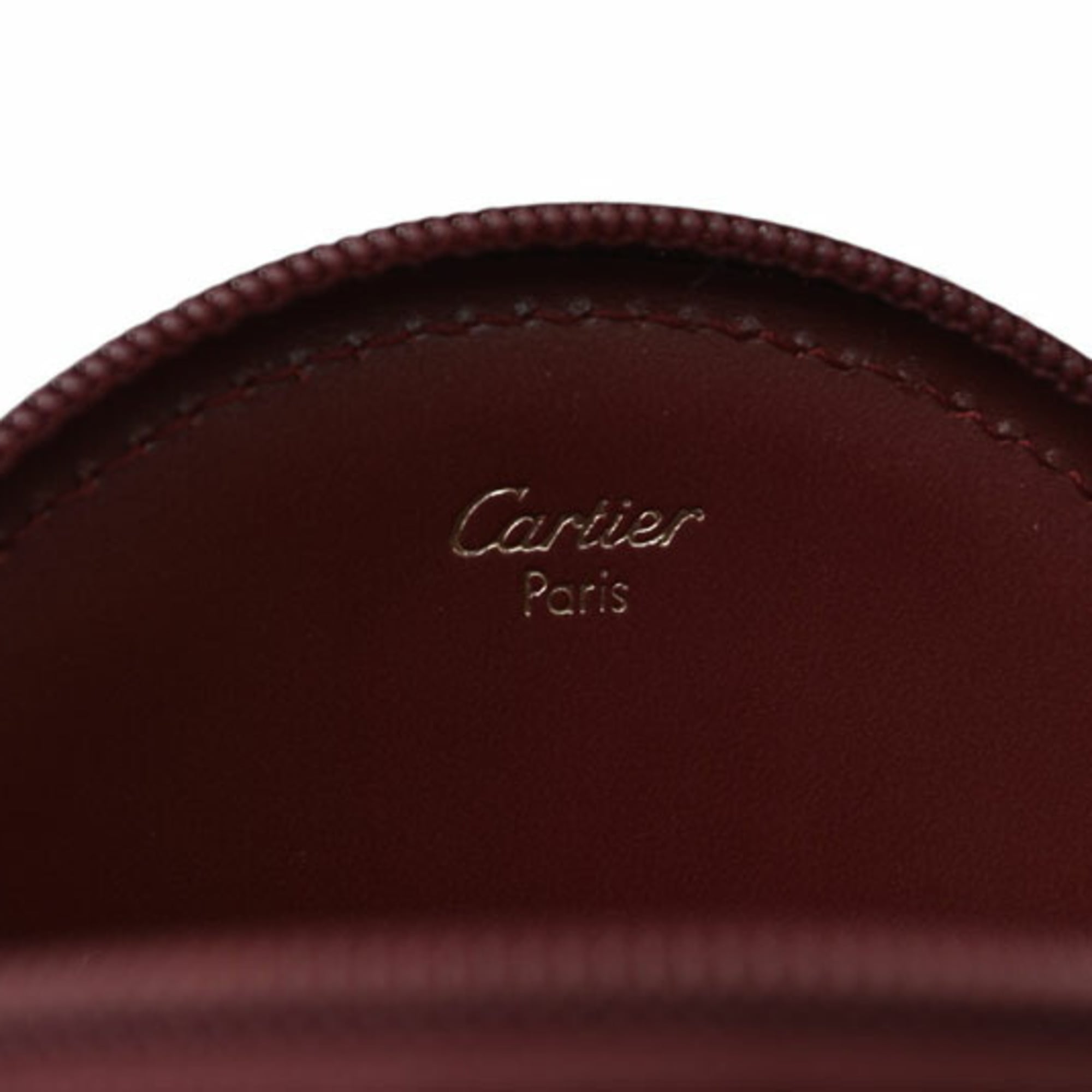 Cartier Bordeaux Leather Coin Purse/Coin Case (Pre-Owned)