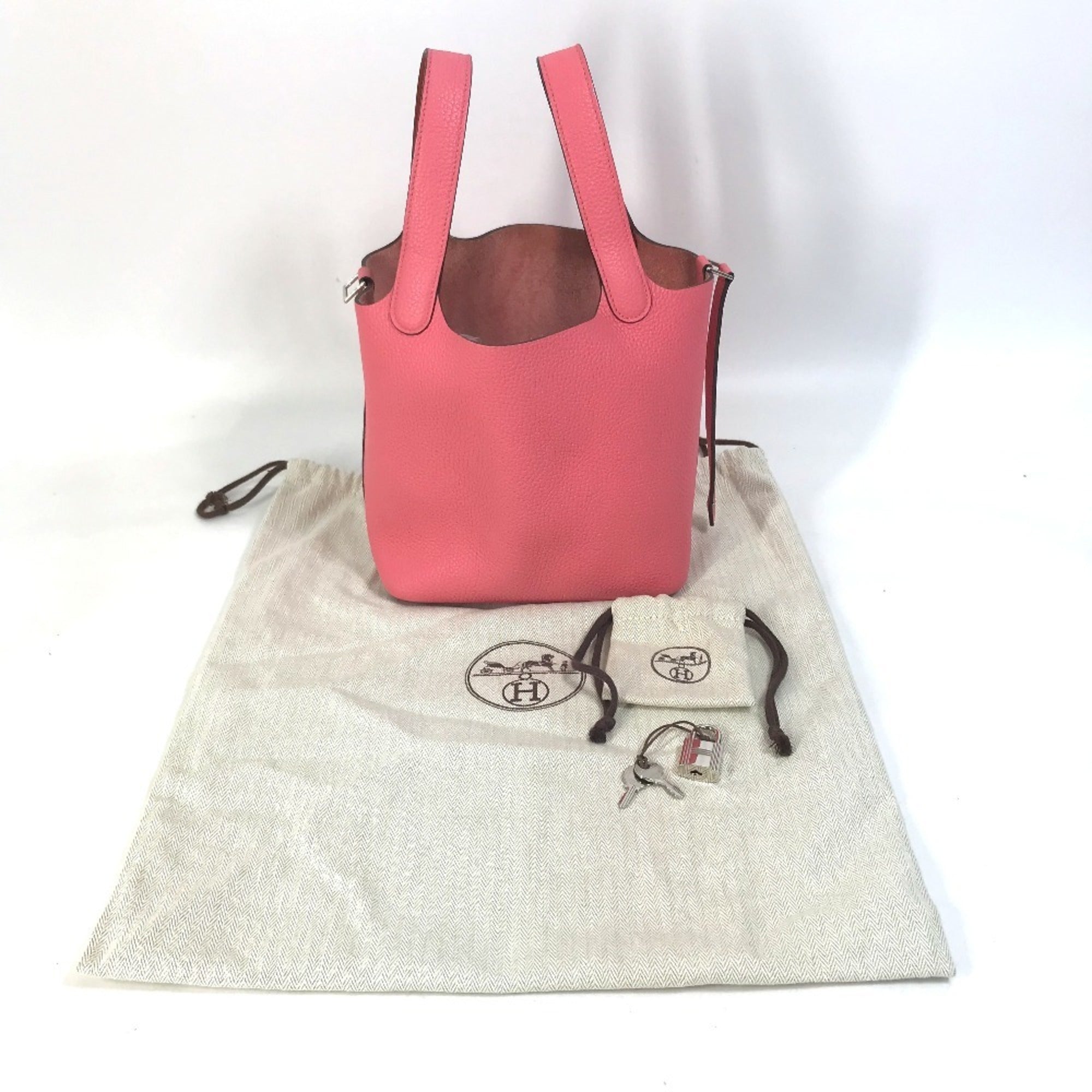 Hermes Picotin Pink Taurillon Clemence Leather Handbag (Pre-Owned)
