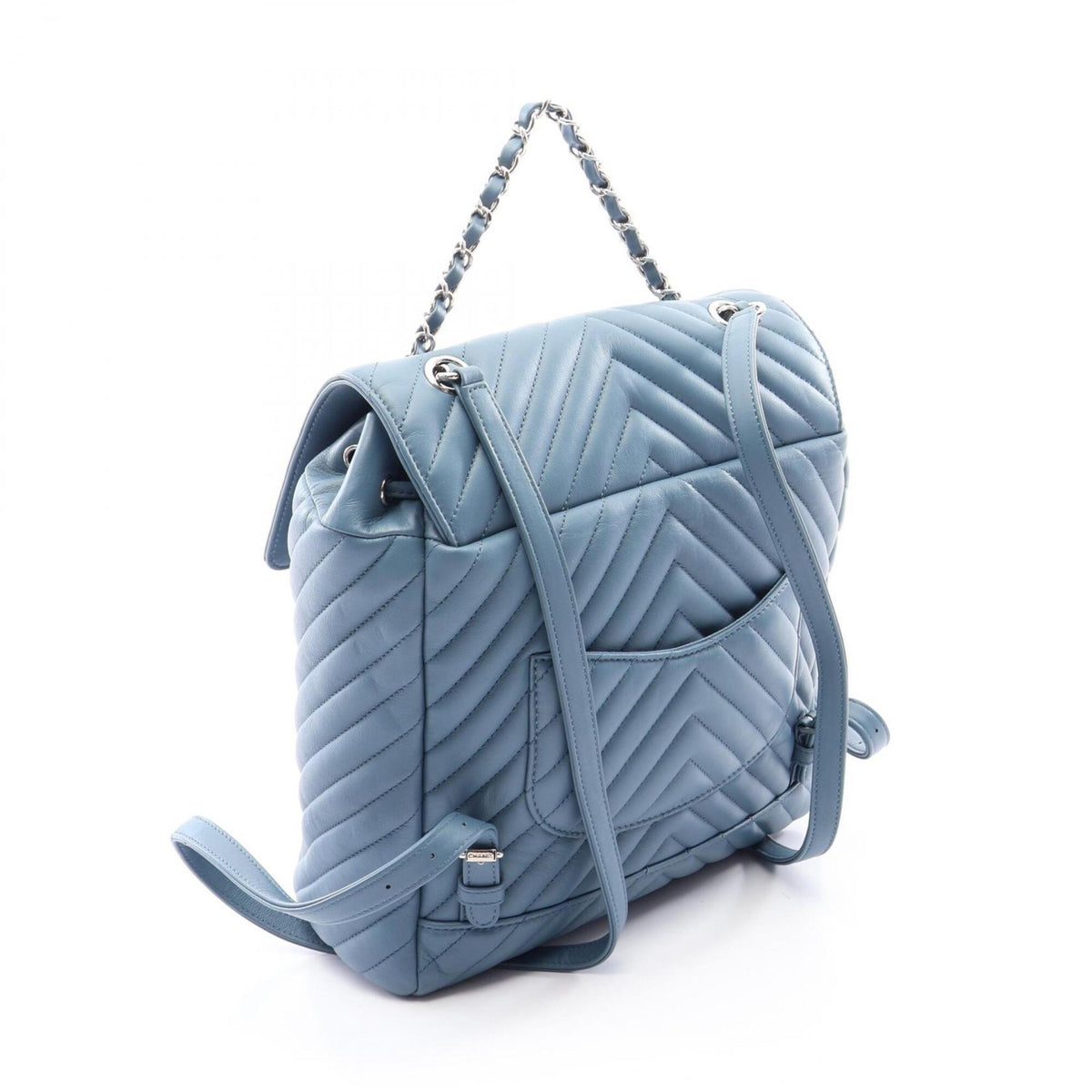Chanel Blue Leather Backpack Handbag (Pre-Owned)