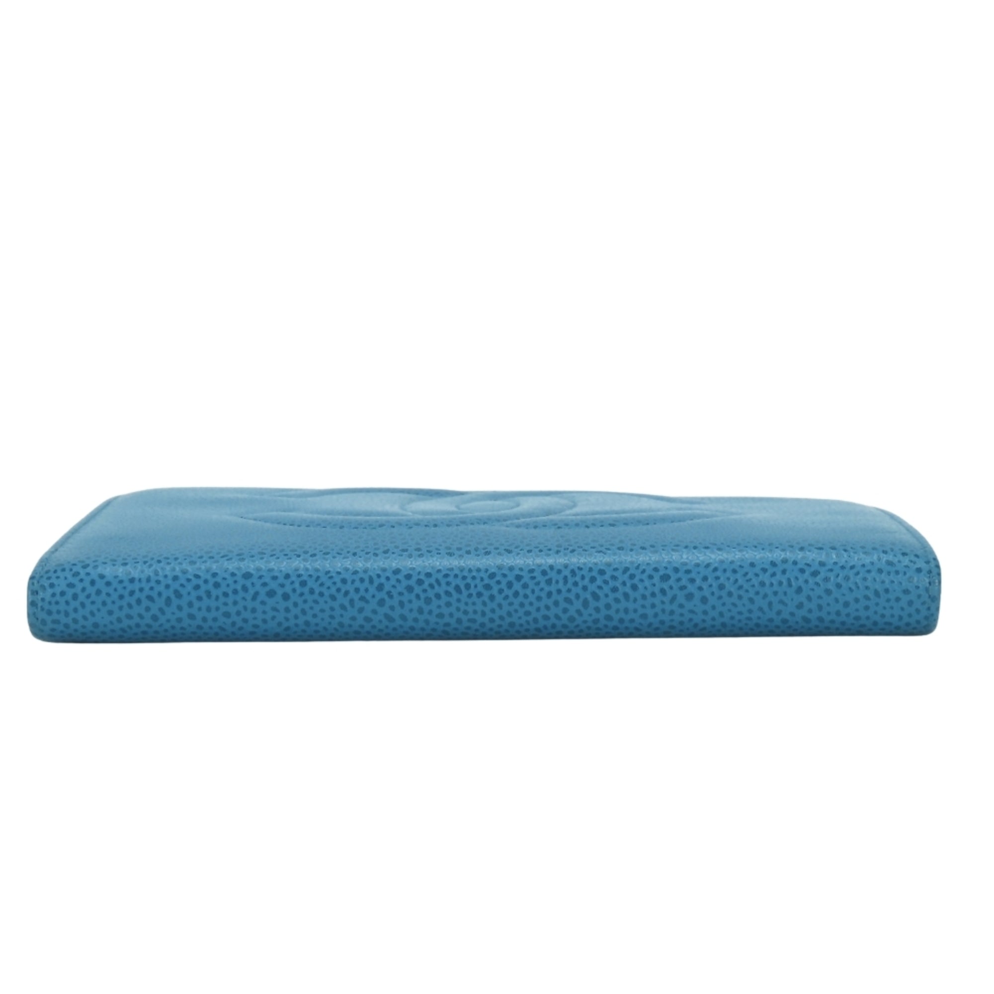 Chanel Blue Grained Calfskin Wallet (Bi-Fold) (Pre-Owned)