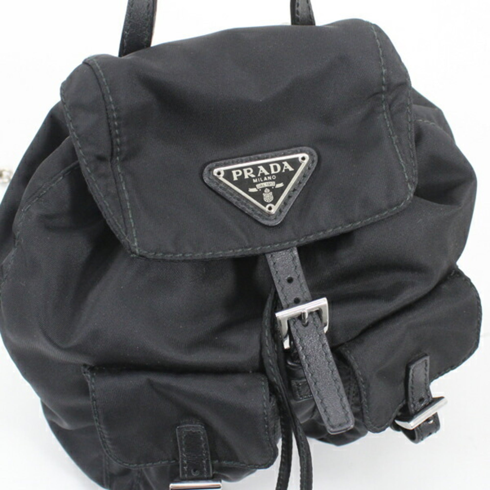 Prada Black Nero Nylon Leather Shoulder Bag (Pre-Owned)