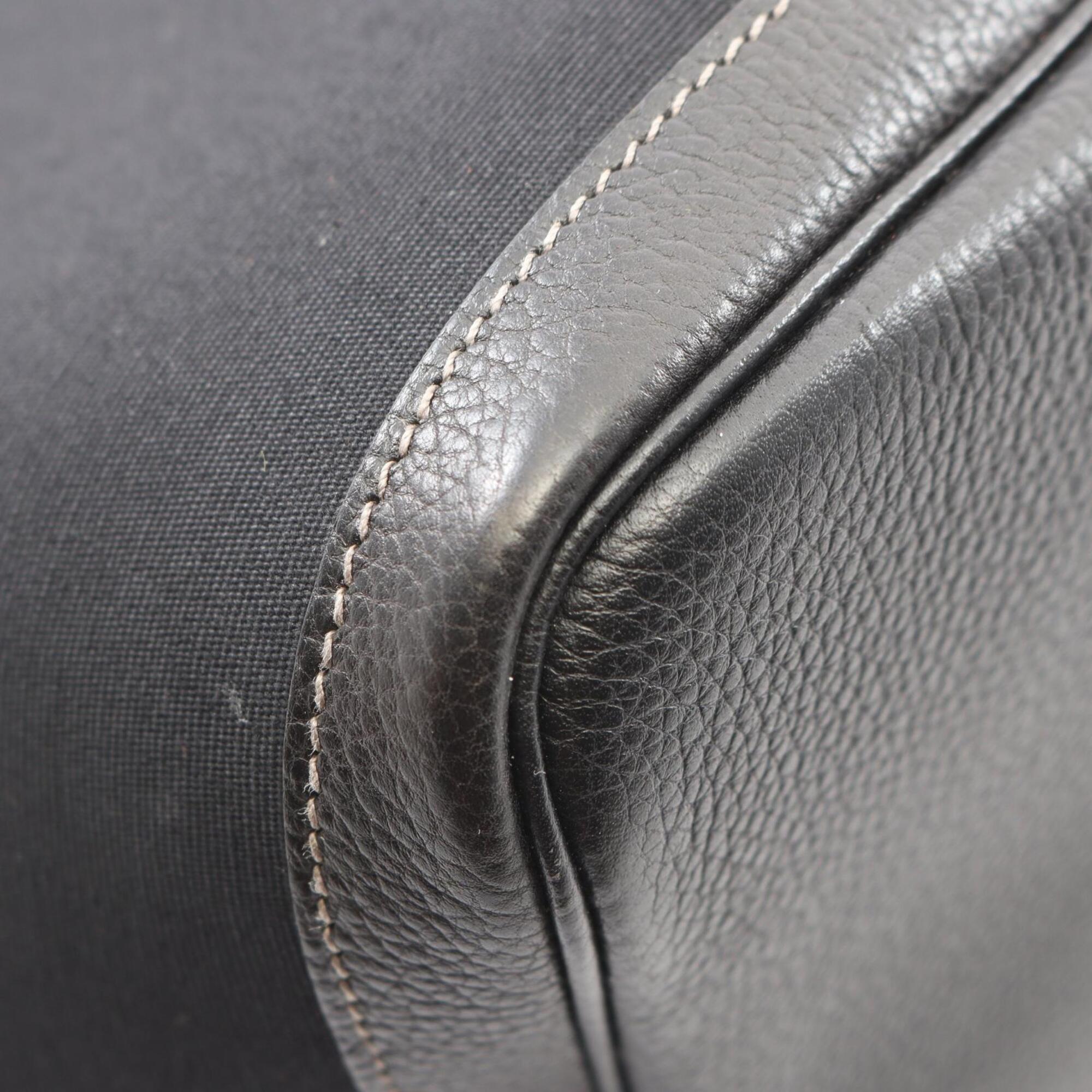 Hermes Black Toile Officier Negonda Leather Handbag Tote Bag (Pre-Owned)