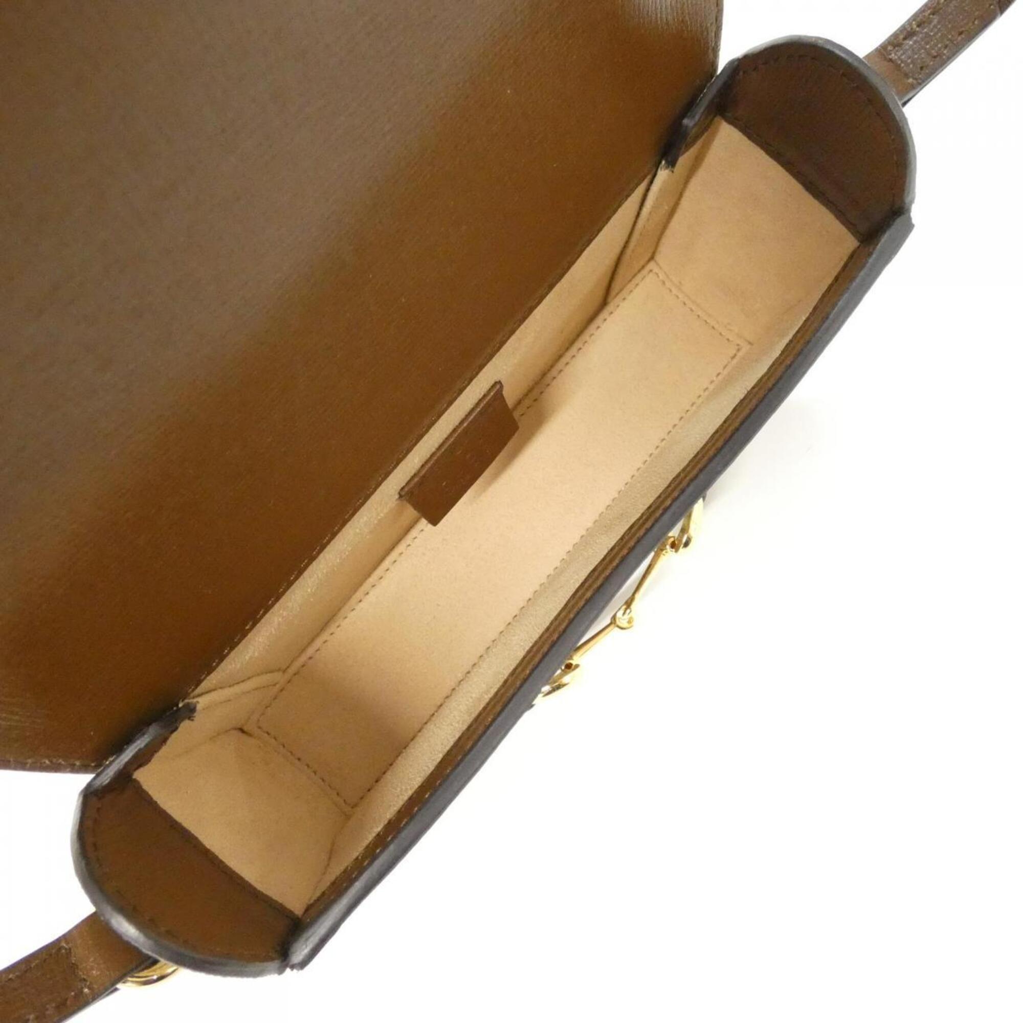 Gucci Beige Brown Gg Supreme Canvas Leather Shoulder Bag (Pre-Owned)