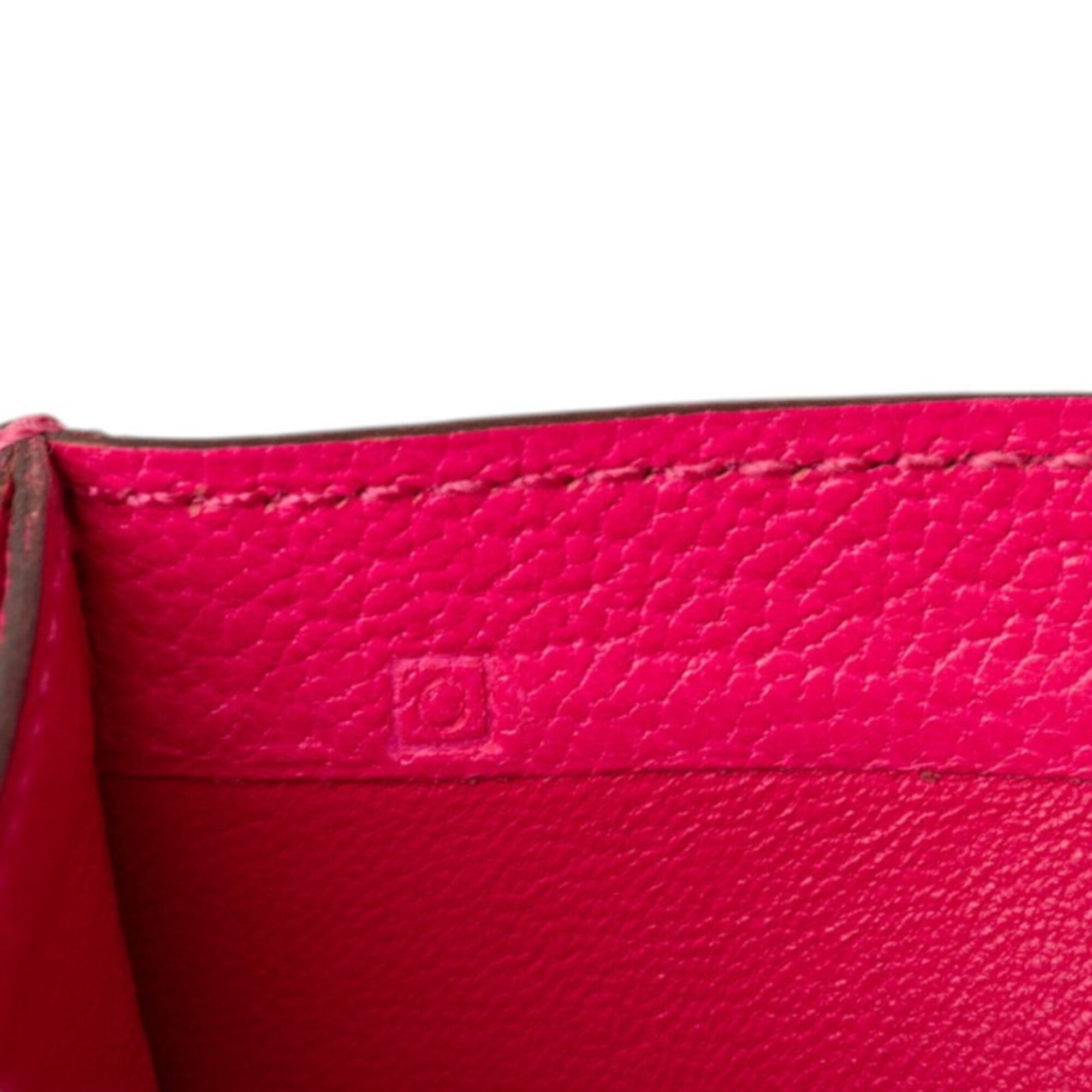 Hermes Pink Rose Shocking Chevre Leather Wallet (Tri-Fold) (Pre-Owned)