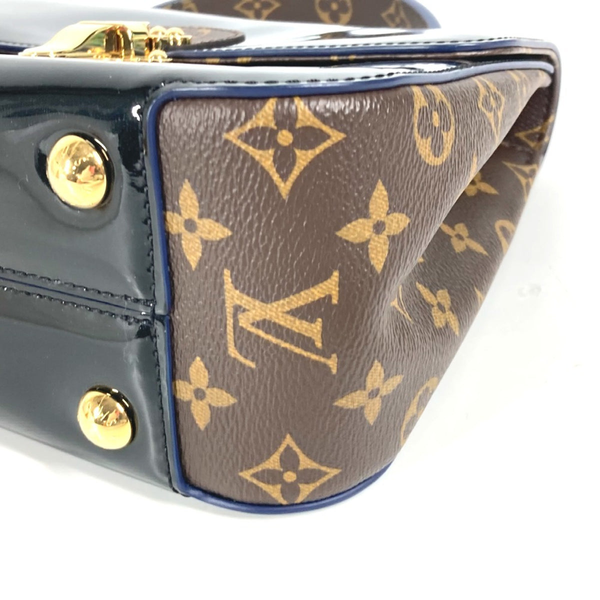 Louis Vuitton Black Brown Patent Leather Monogram Handbag (Pre-Owned)