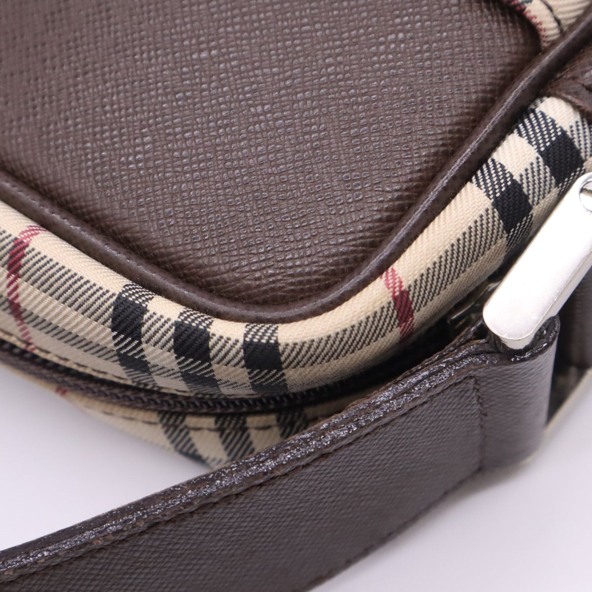 Burberry Beige Brown Multi-Color Canvas Leather Shoulder Bag (Pre-Owned)