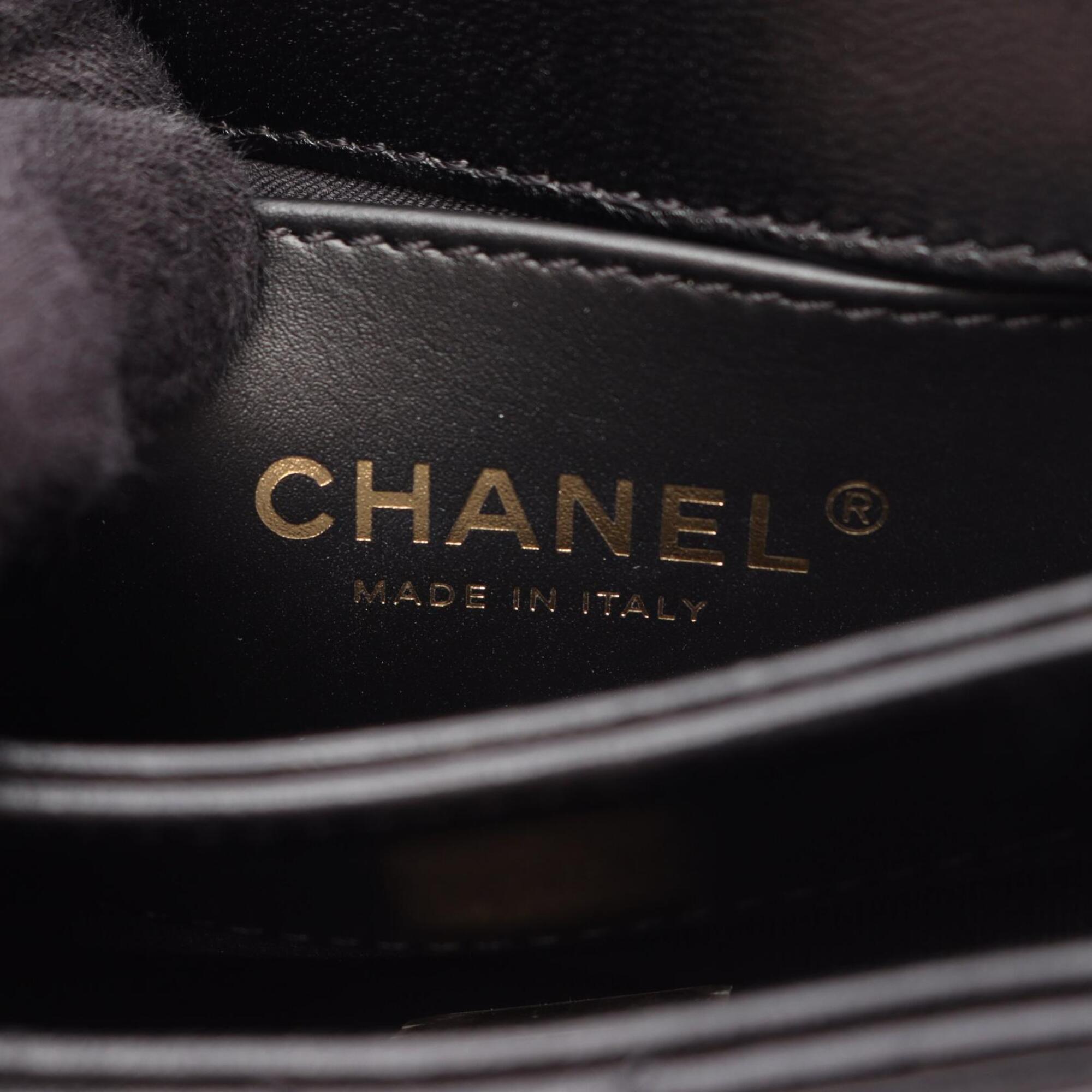 Chanel Black Leather Handbag Shoulder Bag (Pre-Owned)