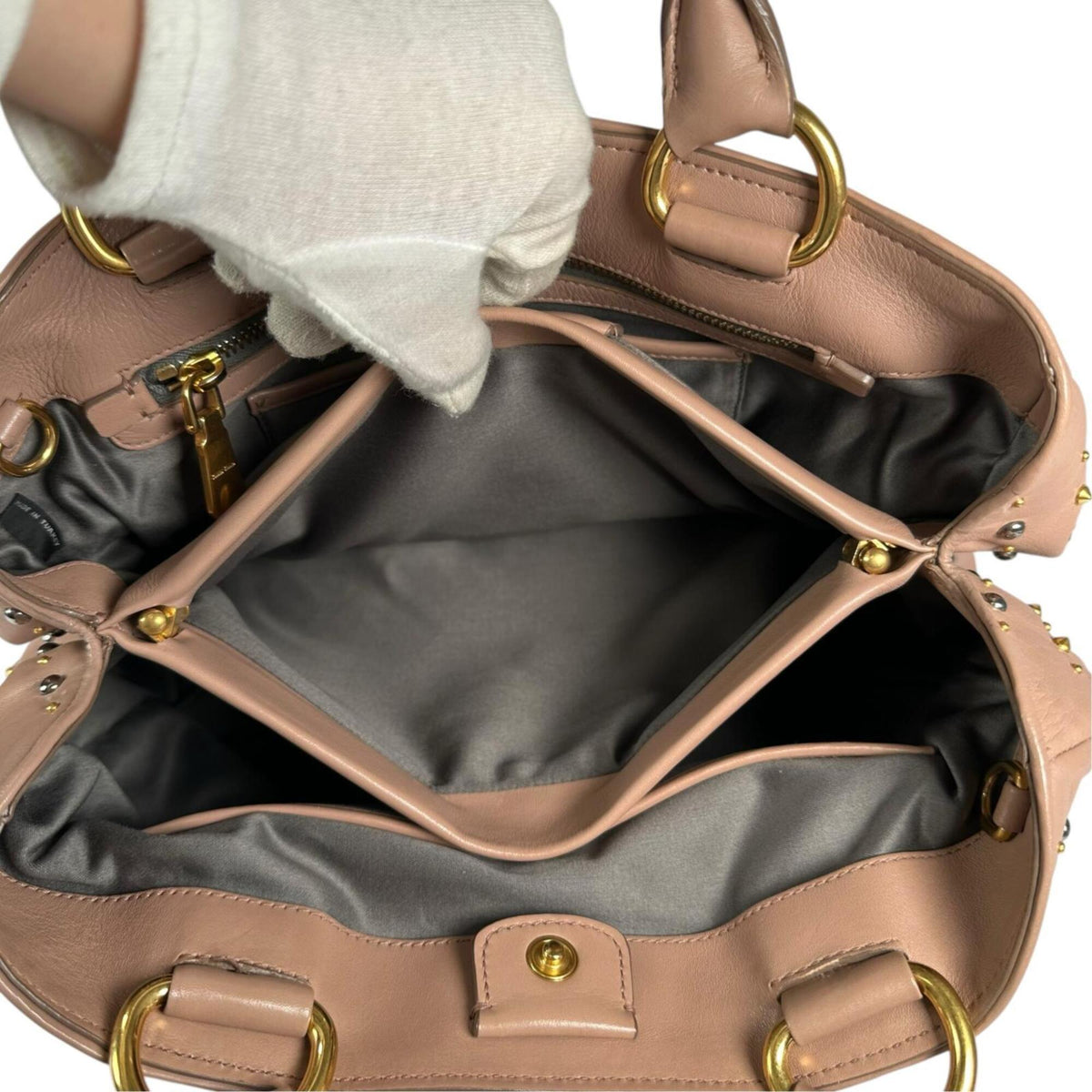 Miu Miu Pink Beige Leather Handbag Tote Bag (Pre-Owned)