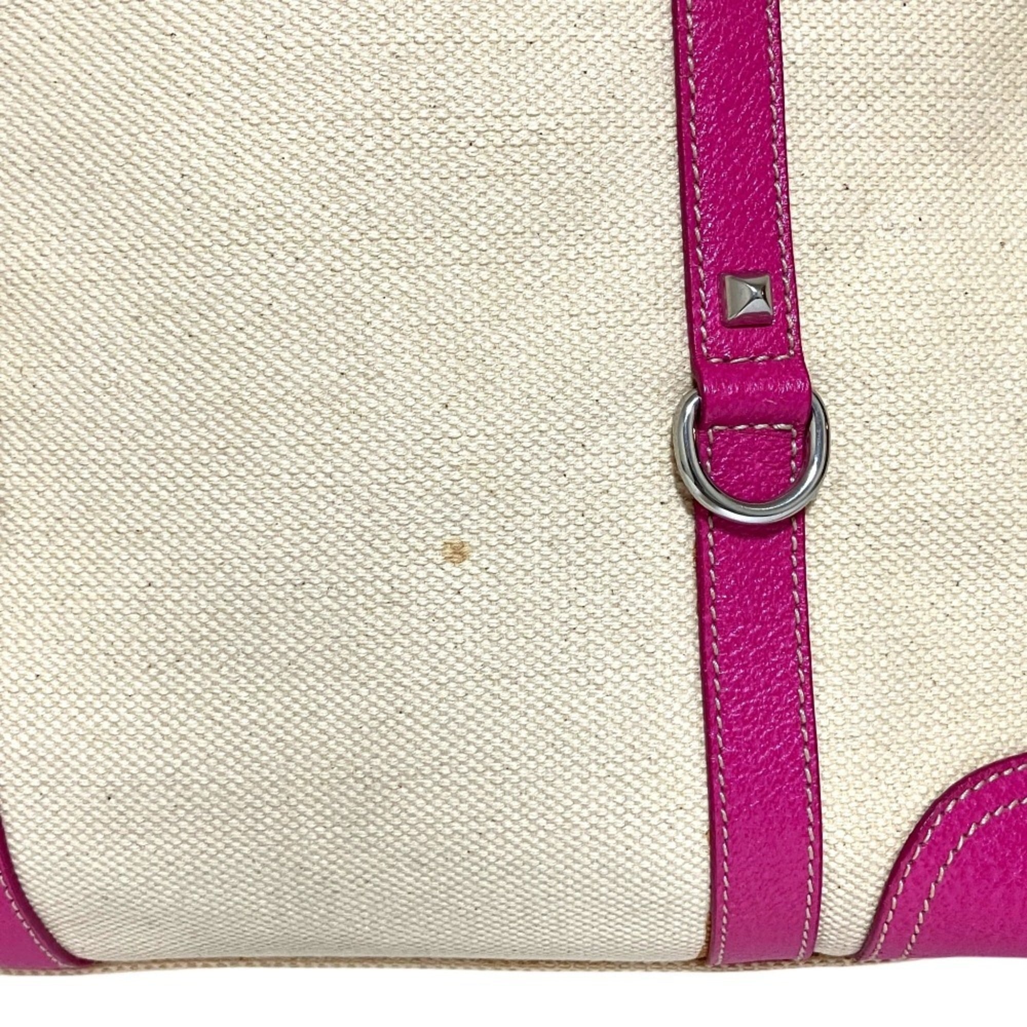 Prada Beige Pink Canvas Tote Bag (Pre-Owned)
