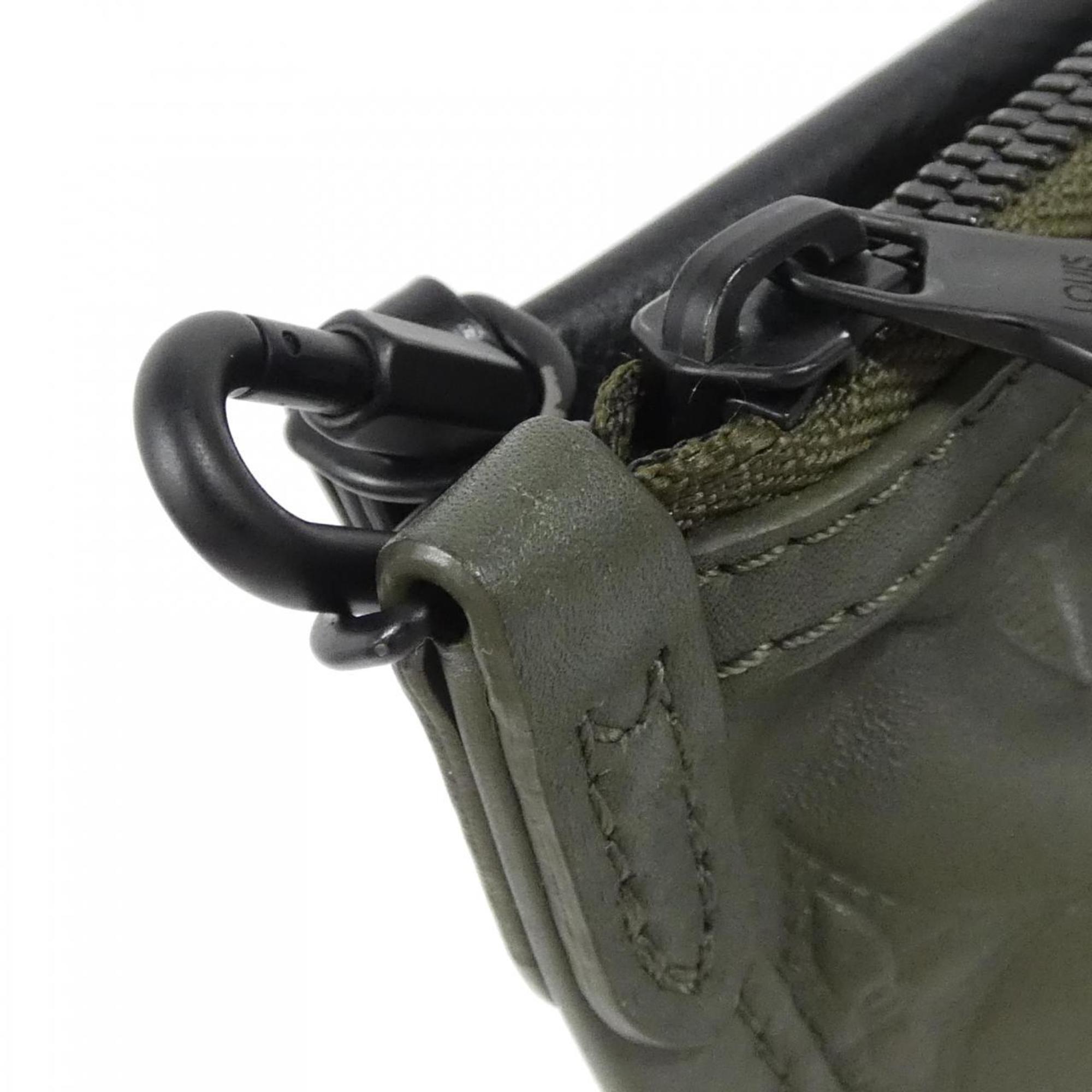 Louis Vuitton Black Khaki Leather Shoulder Bag (Pre-Owned)
