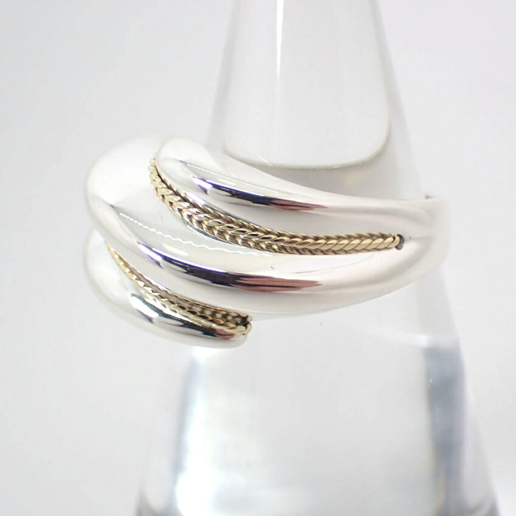 Tiffany Silver Yellow Gold Yellow Gold (18K) Sterling Silver 925 Band Ring (Pre-Owned)