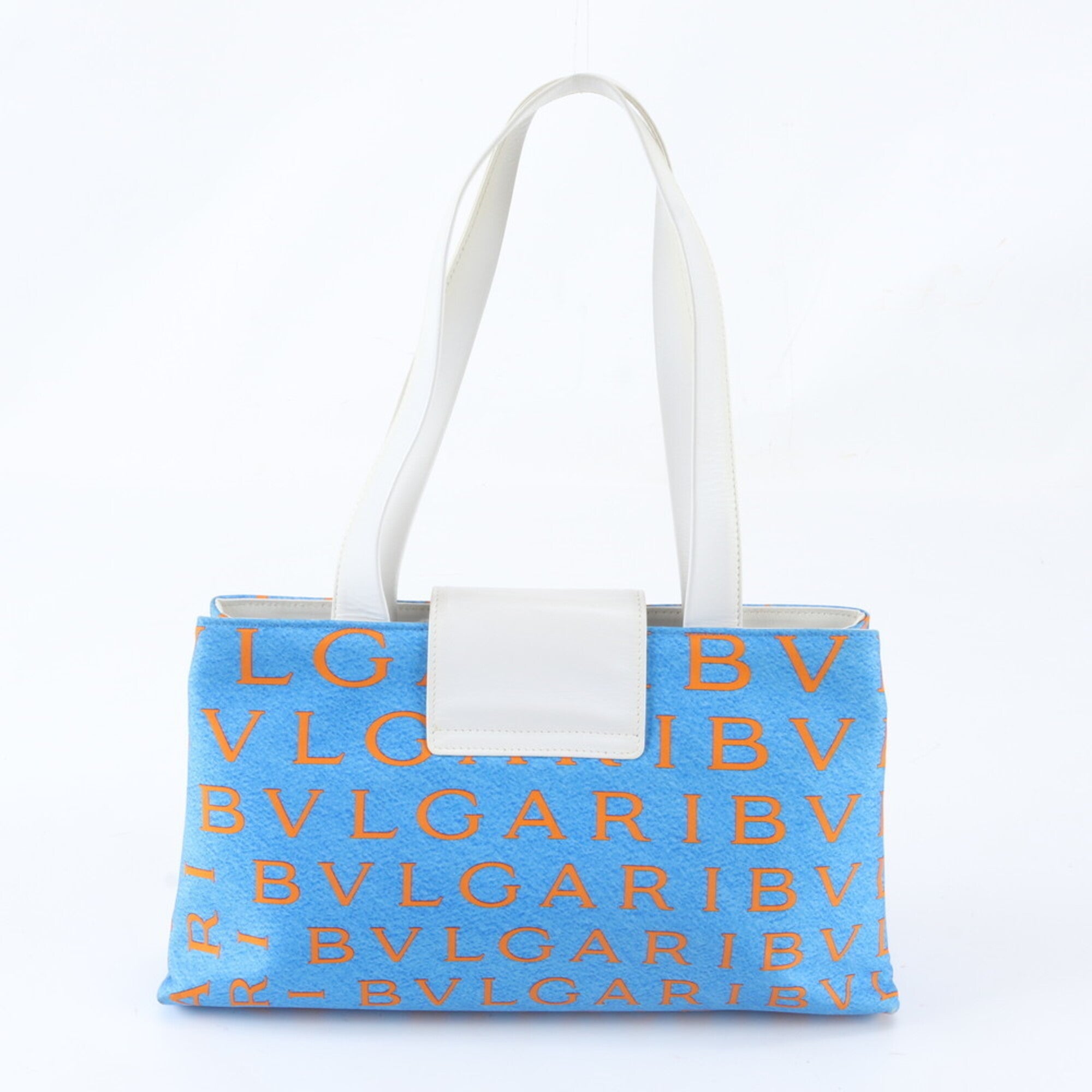Bvlgari Blue Leather Nylon Handbag Shoulder Bag Tote Bag (Pre-Owned)