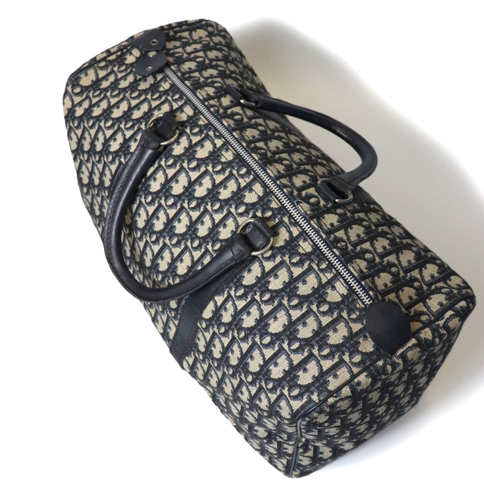 Christian Dior Navy Canvas Leather Boston Bag (Pre-Owned)