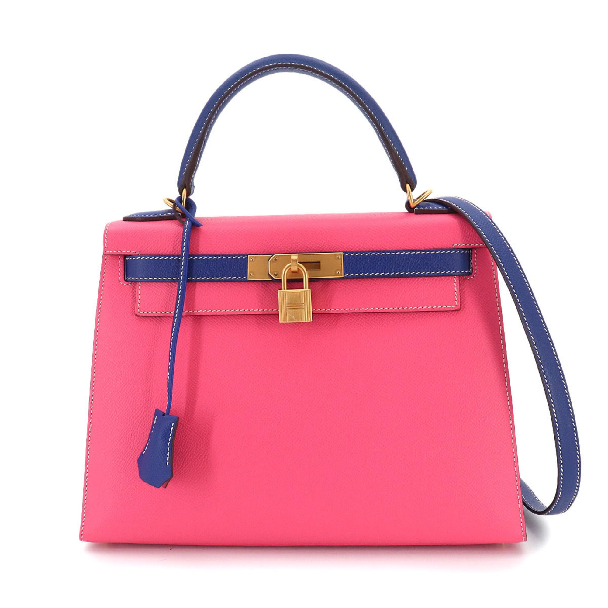 Hermes Blue Electric Rose Azalee Epsom Leather Handbag (Pre-Owned)