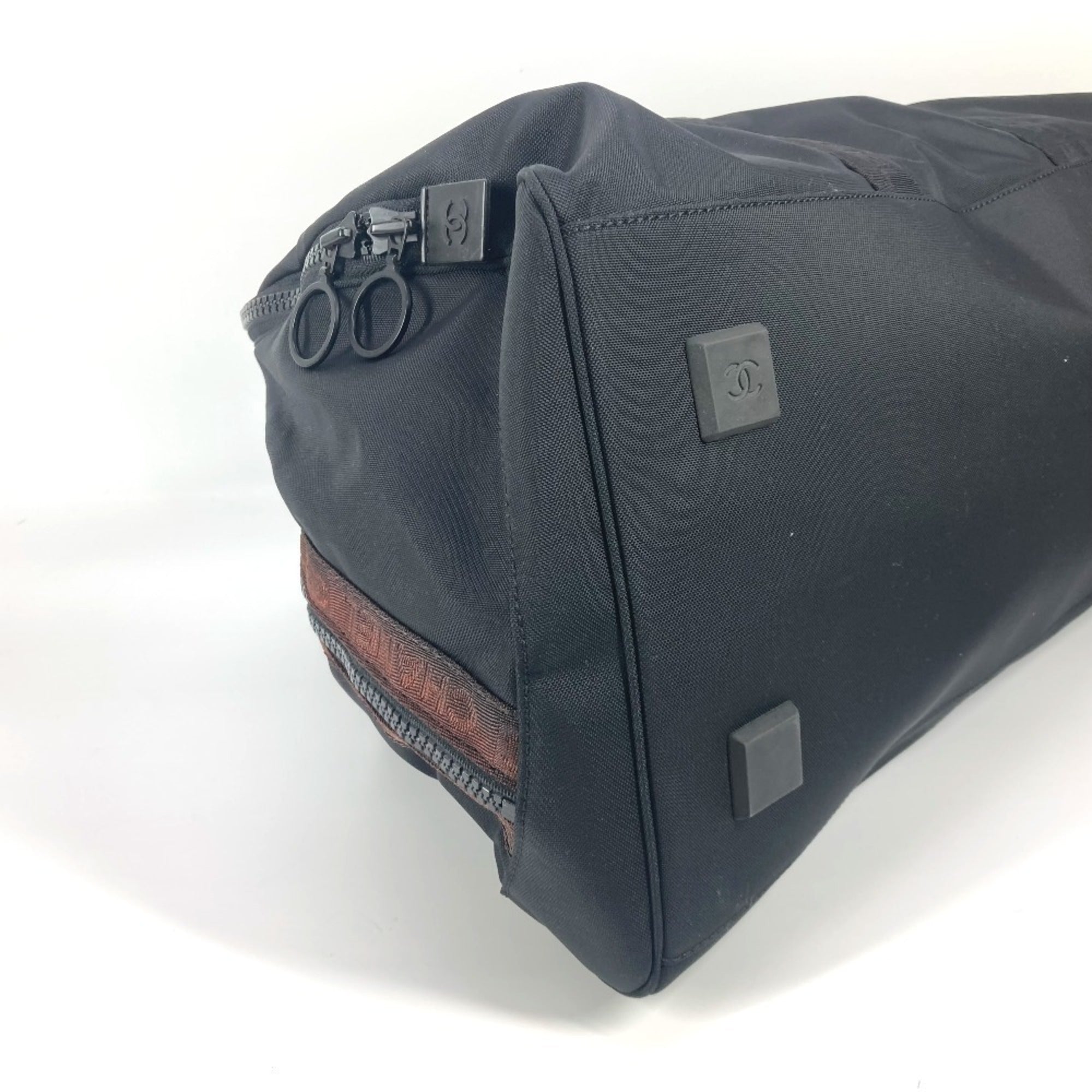 Chanel Black Nylon Boston Bag Shoulder Bag (Pre-Owned)