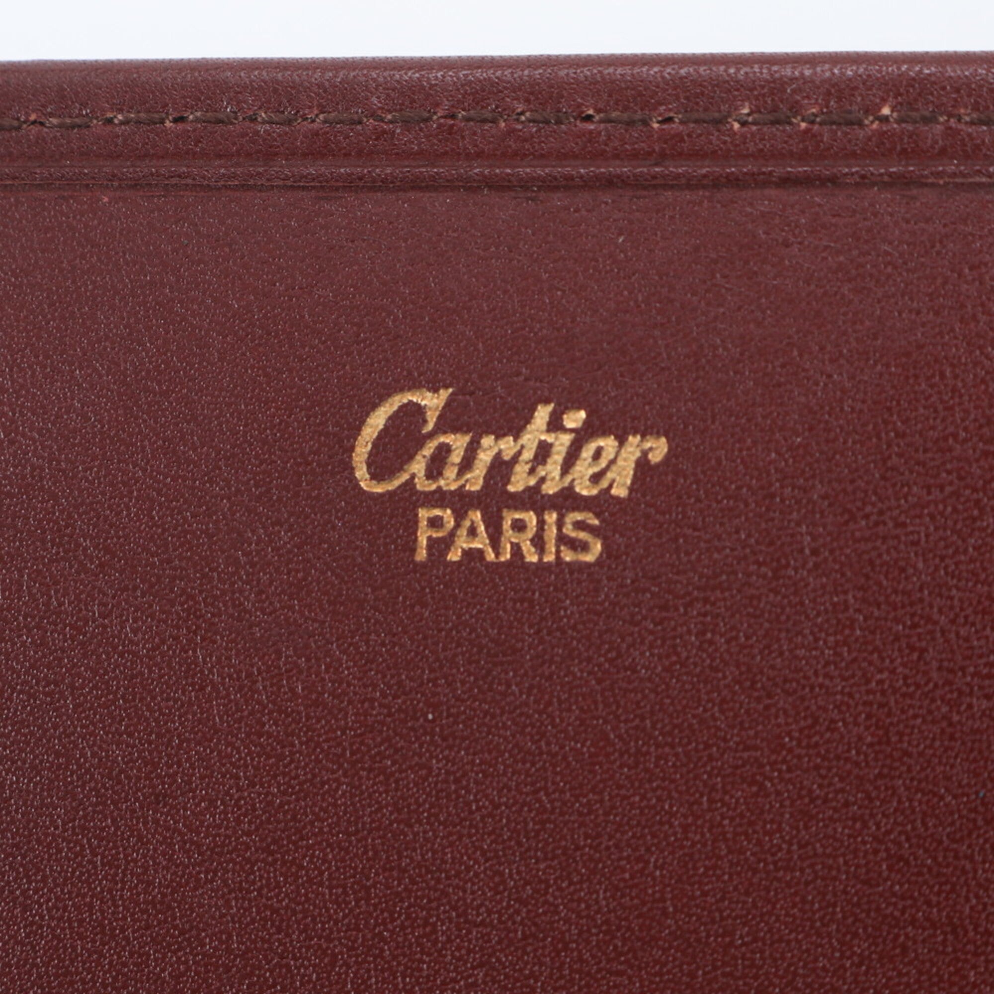 Cartier Bordeaux Leather Clutch Bag Handbag Pouch (Pre-Owned)
