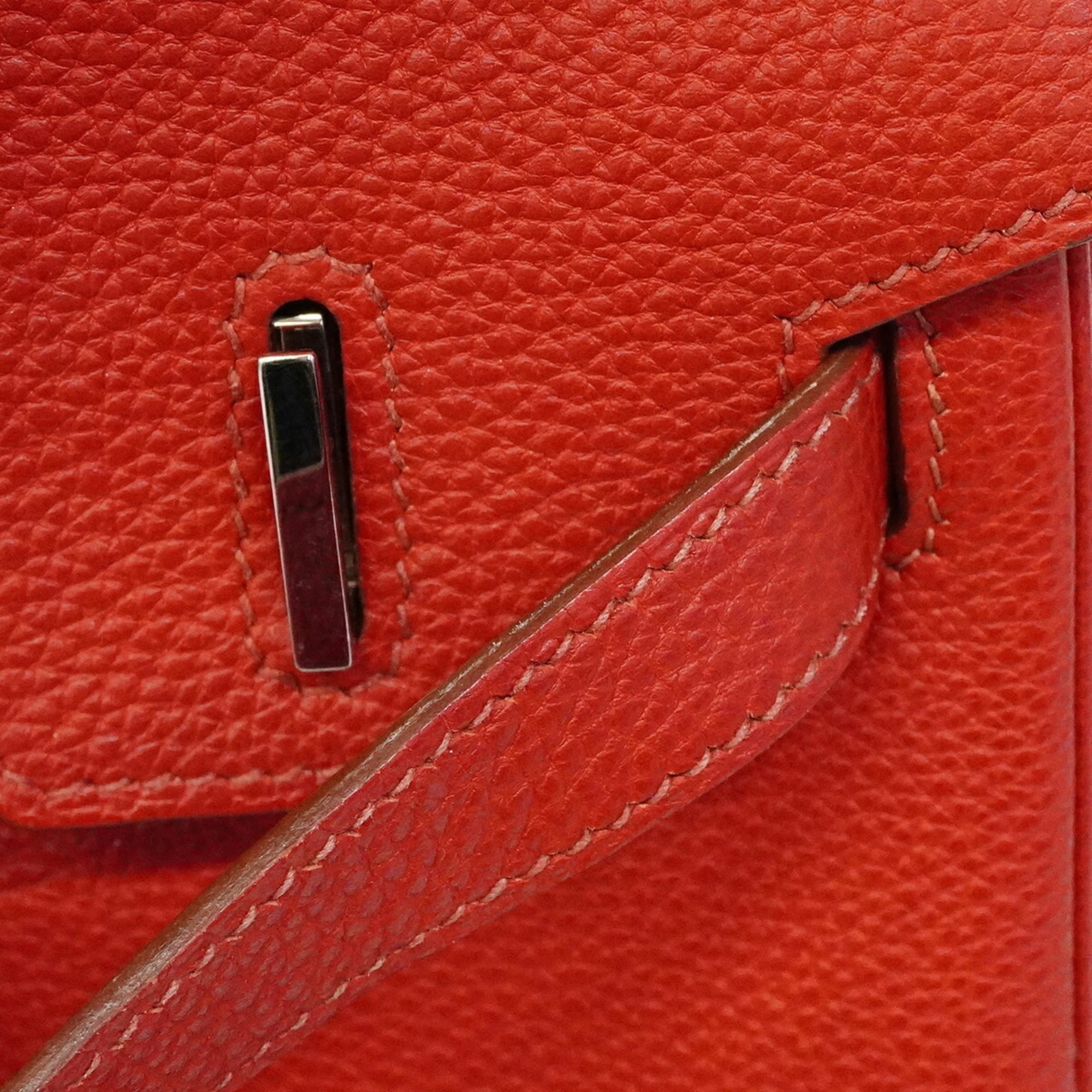 Hermes Rouge Casaque Togo Leather Handbag (Pre-Owned)