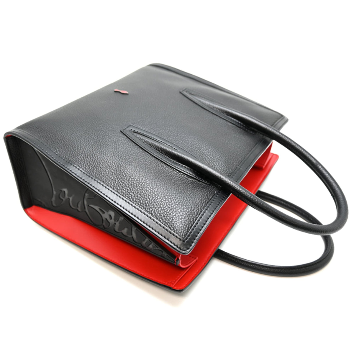 Christian Louboutin Black Red Color Leather Tote Bag (Pre-Owned)