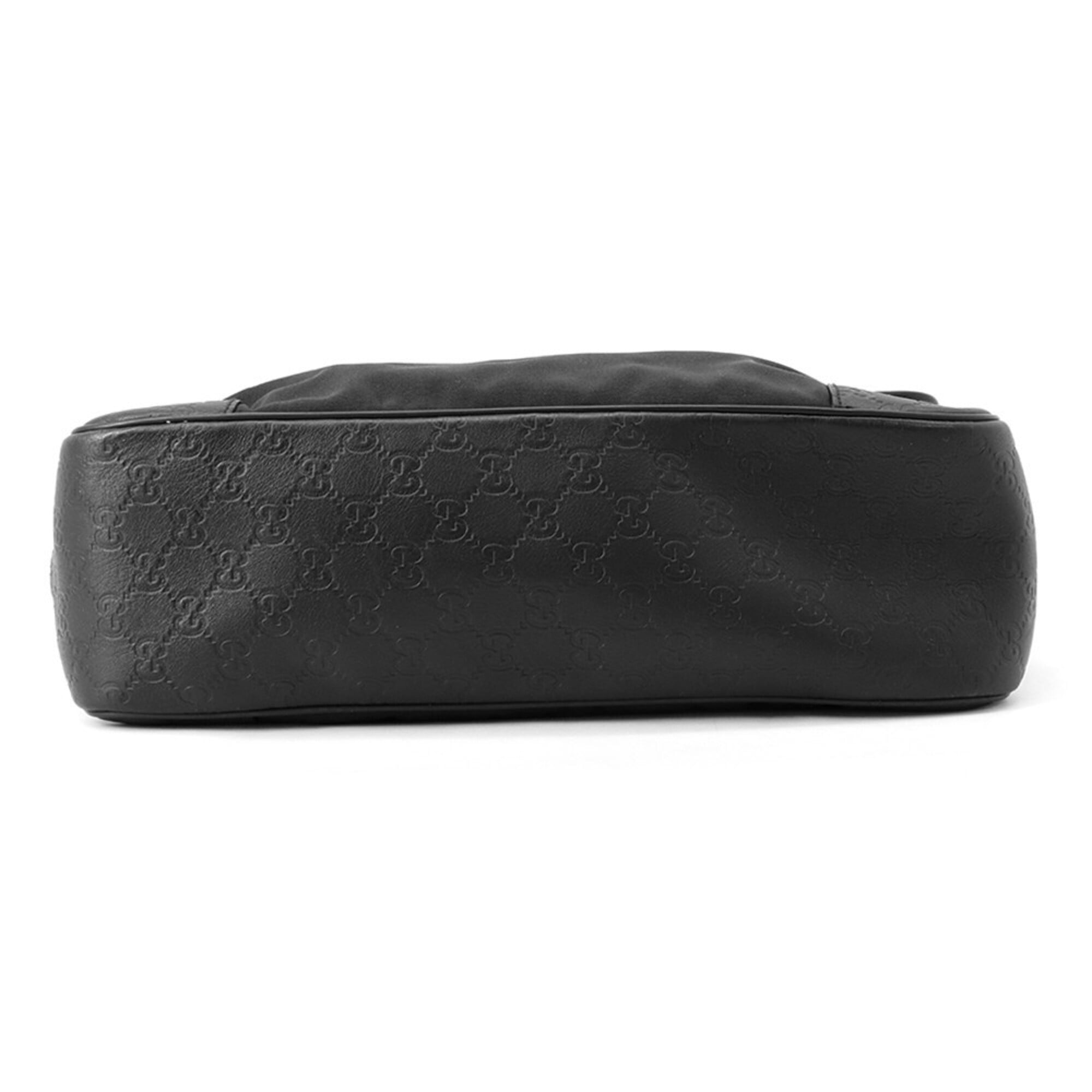 Gucci Black Nylon Leather Handbag Shoulder Bag (Pre-Owned)