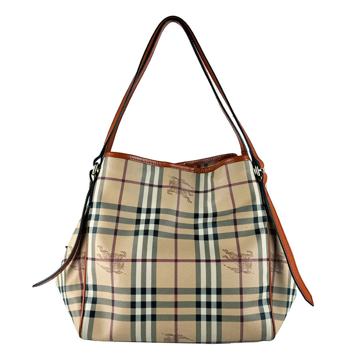Burberry Beige Orange Pvc Leather Shoulder Bag (Pre-Owned)