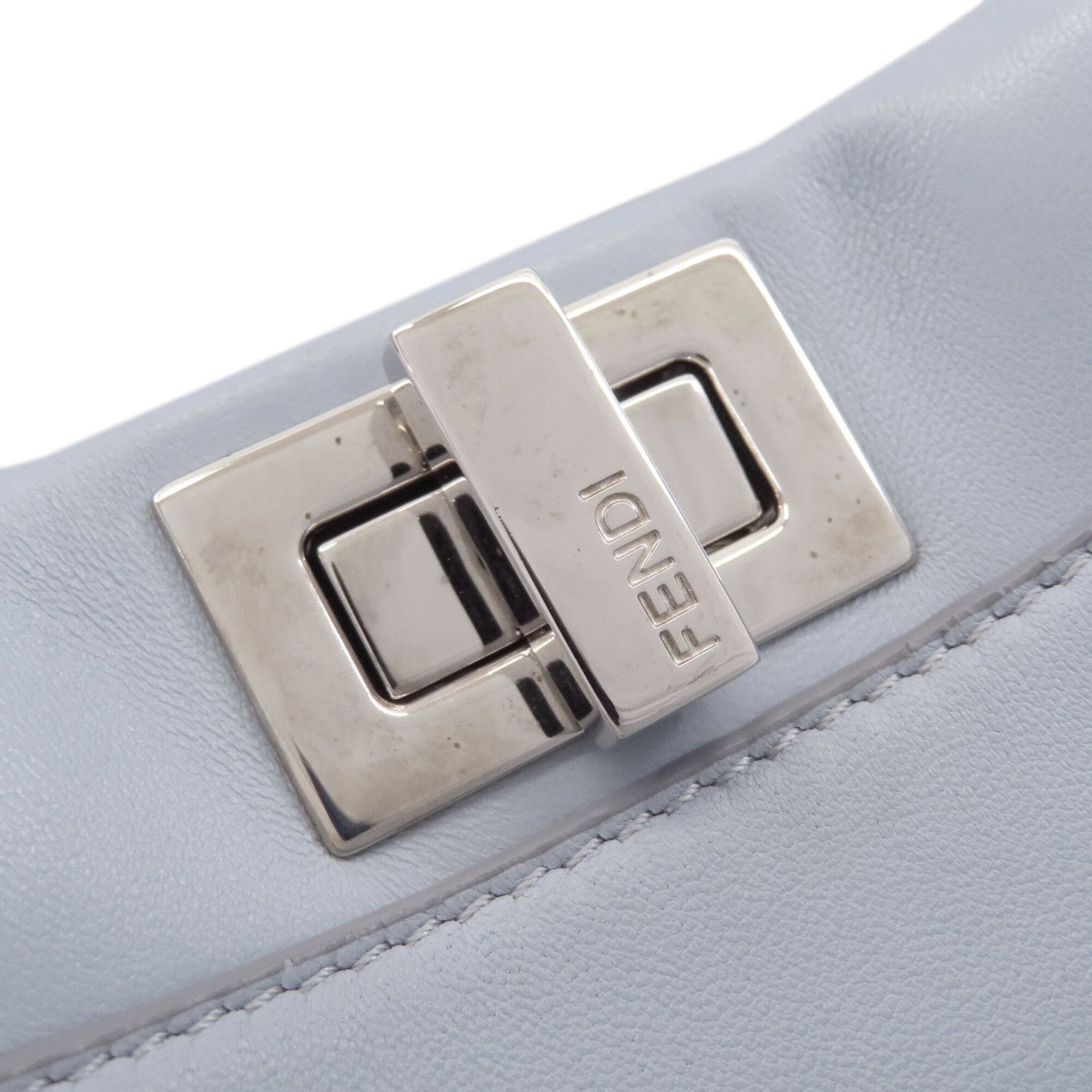 Fendi Peekaboo Light Blue Leather Handbag (Pre-Owned)