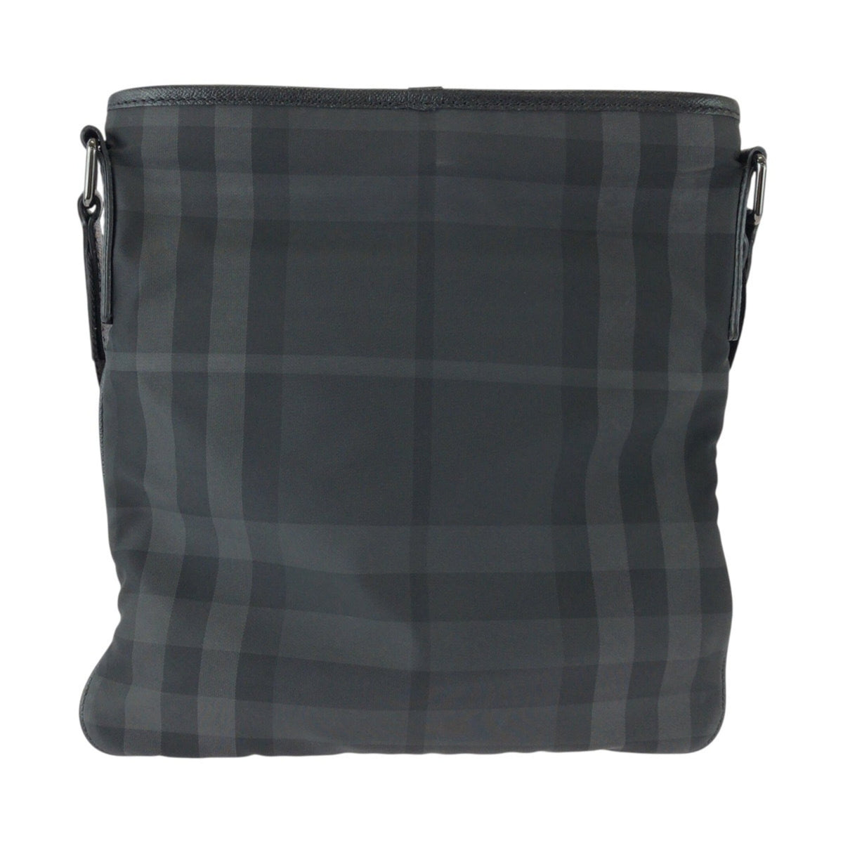 Burberry Black Gray Nylon Leather Messenger Bag Shoulder Bag (Pre-Owned)