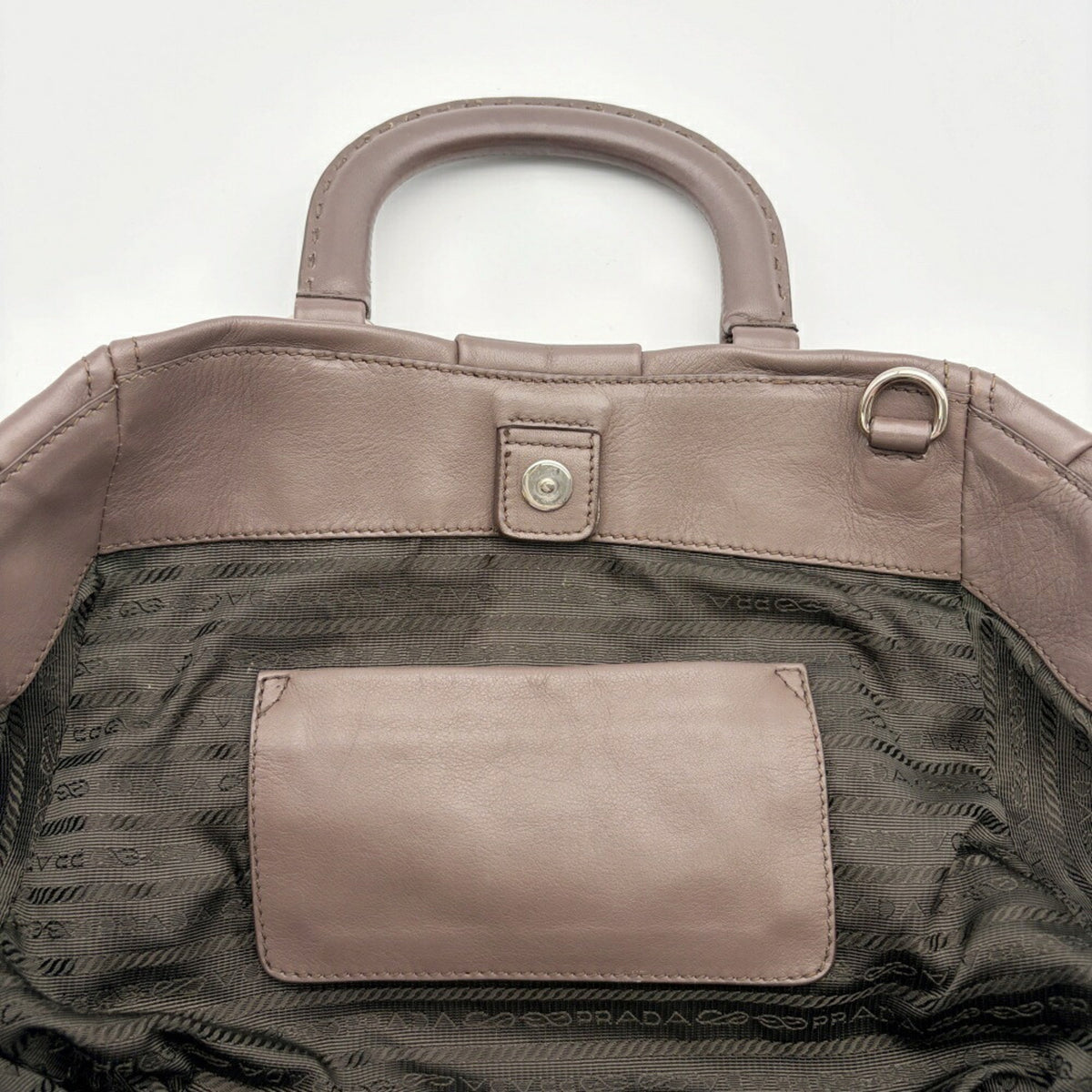 Prada Dark Gray Grayish Leather Tote Bag (Pre-Owned)