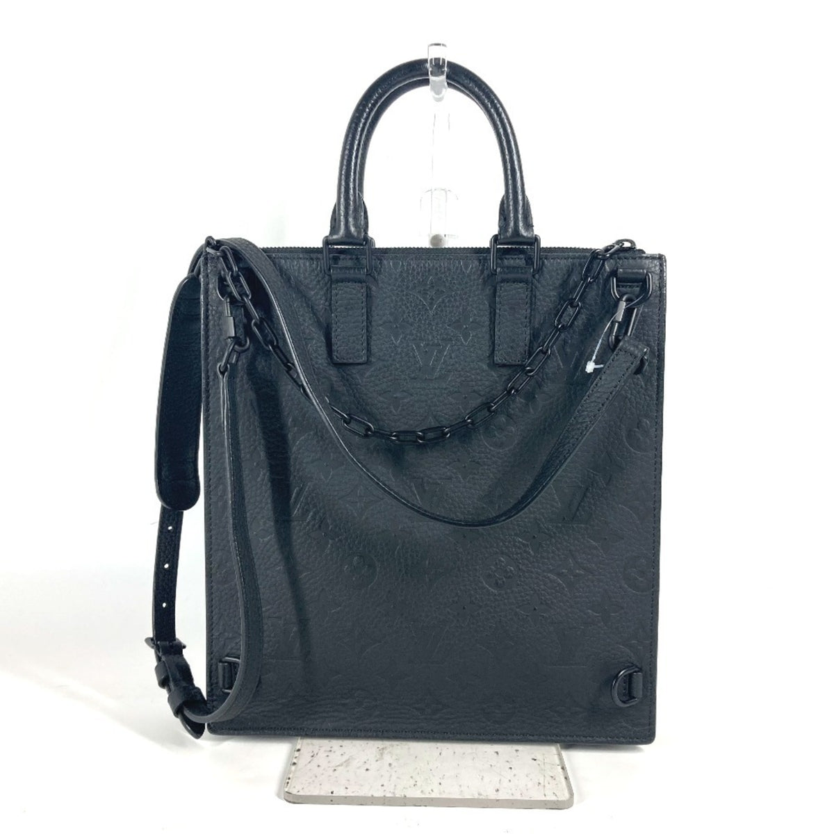 Louis Vuitton Black Leather Shoulder Bag Tote Bag (Pre-Owned)
