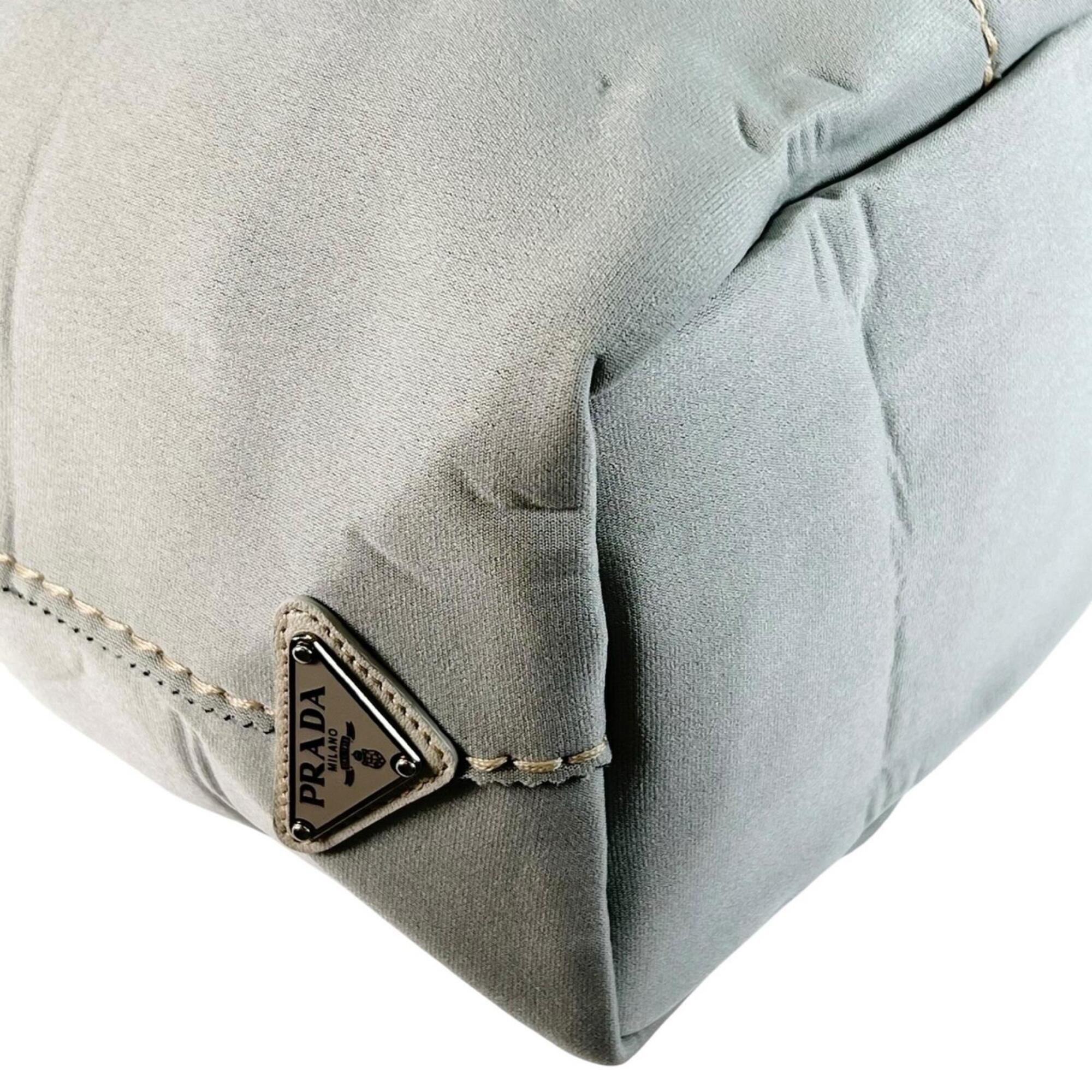 Prada Gray Leather Neoprene Tote Bag (Pre-Owned)