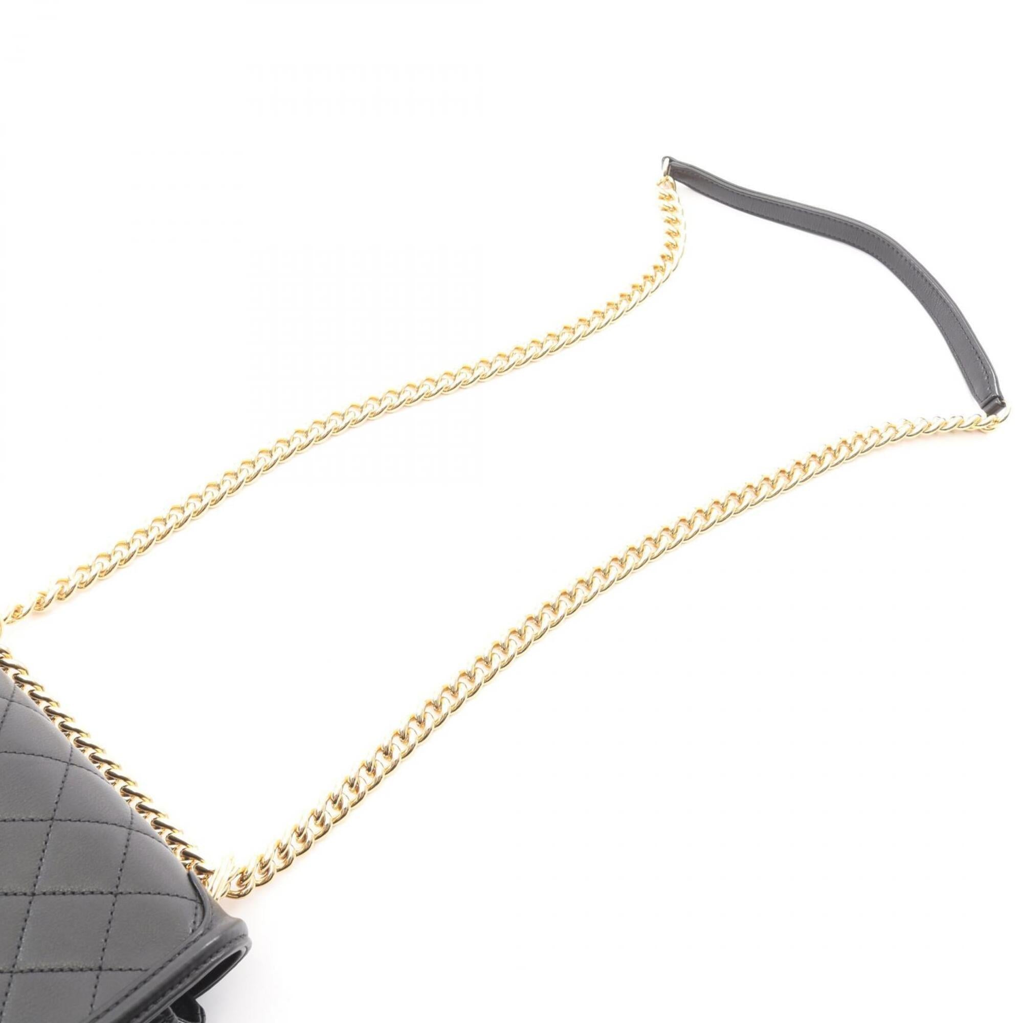 Chanel Matelasse Black Leather Handbag Shoulder Bag (Pre-Owned)