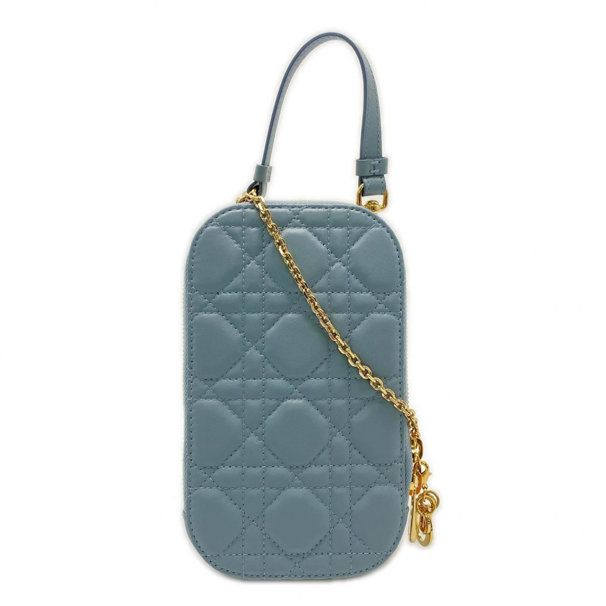 Christian Dior Lady Dior Blue Leather Shoulder Bag (Pre-Owned)