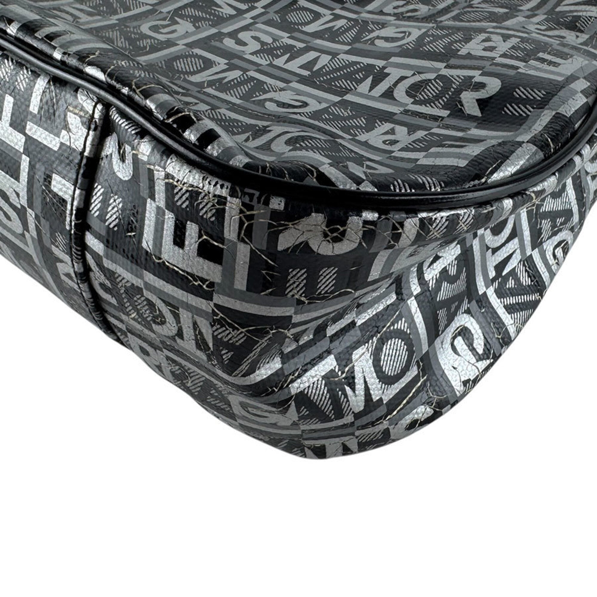 Salvatore Ferragamo Black Coated Canvas Leather Shoulder Bag (Pre-Owned)