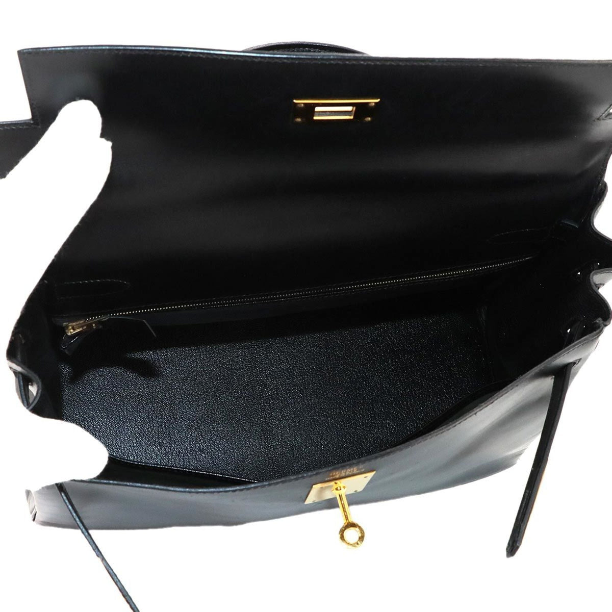 Hermes Black Box Calf Leather Handbag (Pre-Owned)