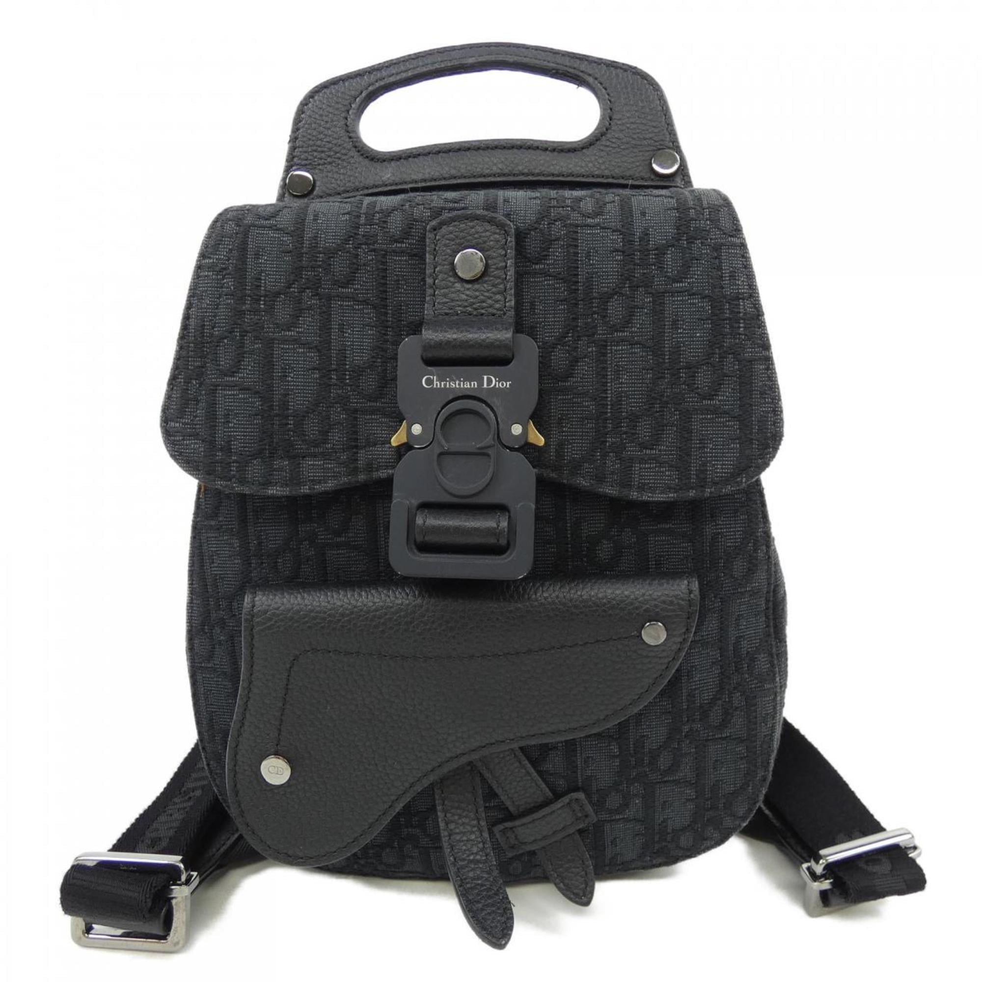 Christian Dior Black Navy Jacquard Backpack (Pre-Owned)