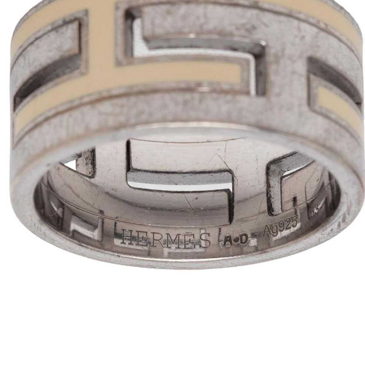 Hermes Silver Silver 925 Band Ring (Pre-Owned)