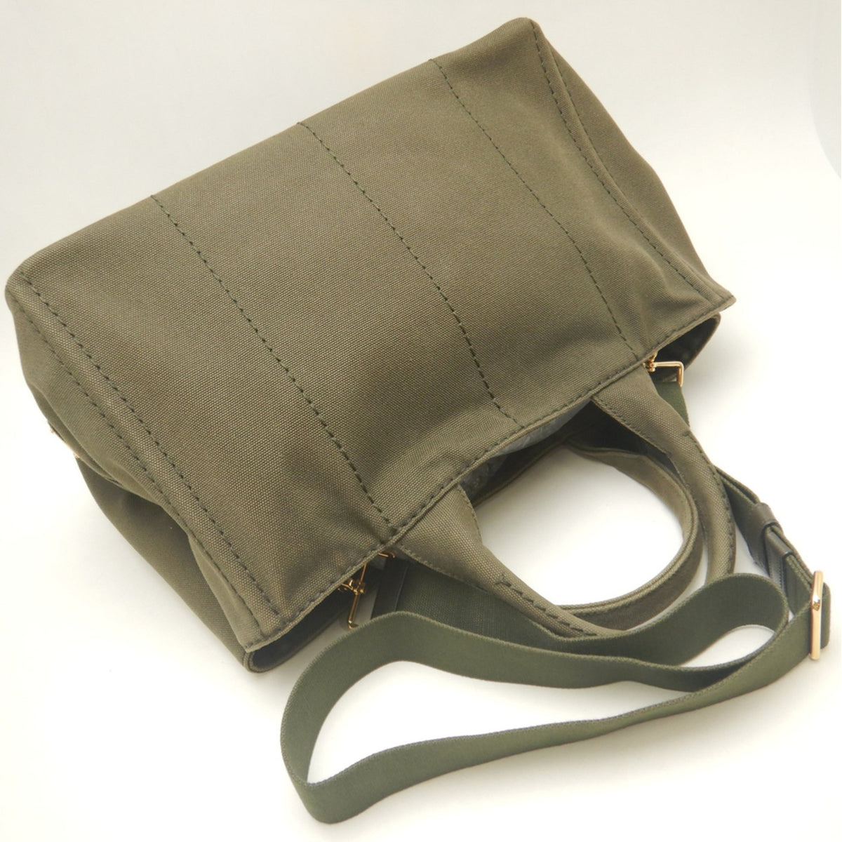 Prada Canapa Gold Canvas Tote Bag (Pre-Owned)