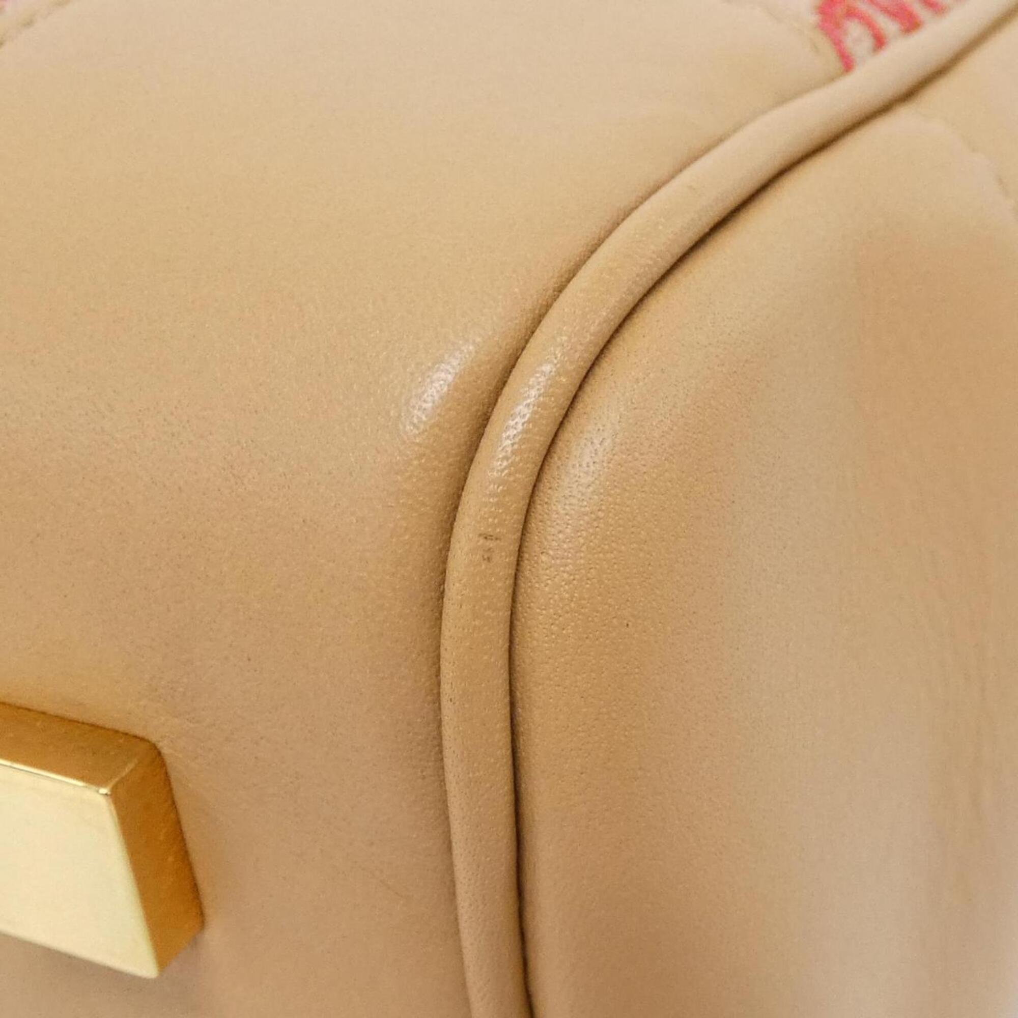 Loewe Red Color Canvas Leather Handbag (Pre-Owned)
