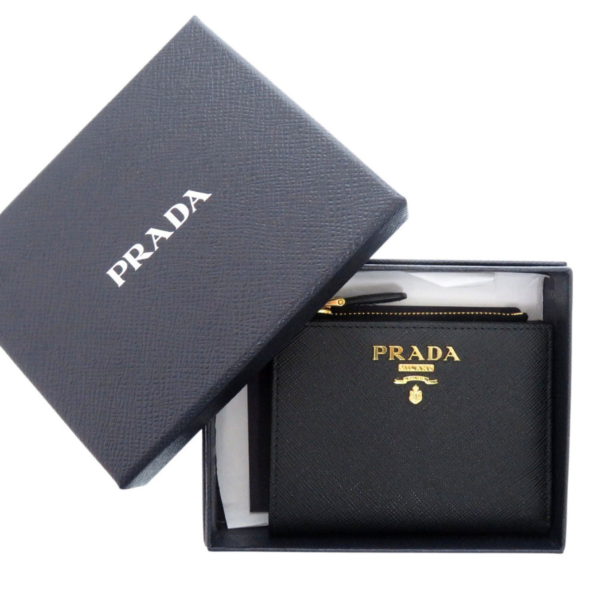 Prada Black Nero Pink Leather Wallet (Bi-Fold) (Pre-Owned)