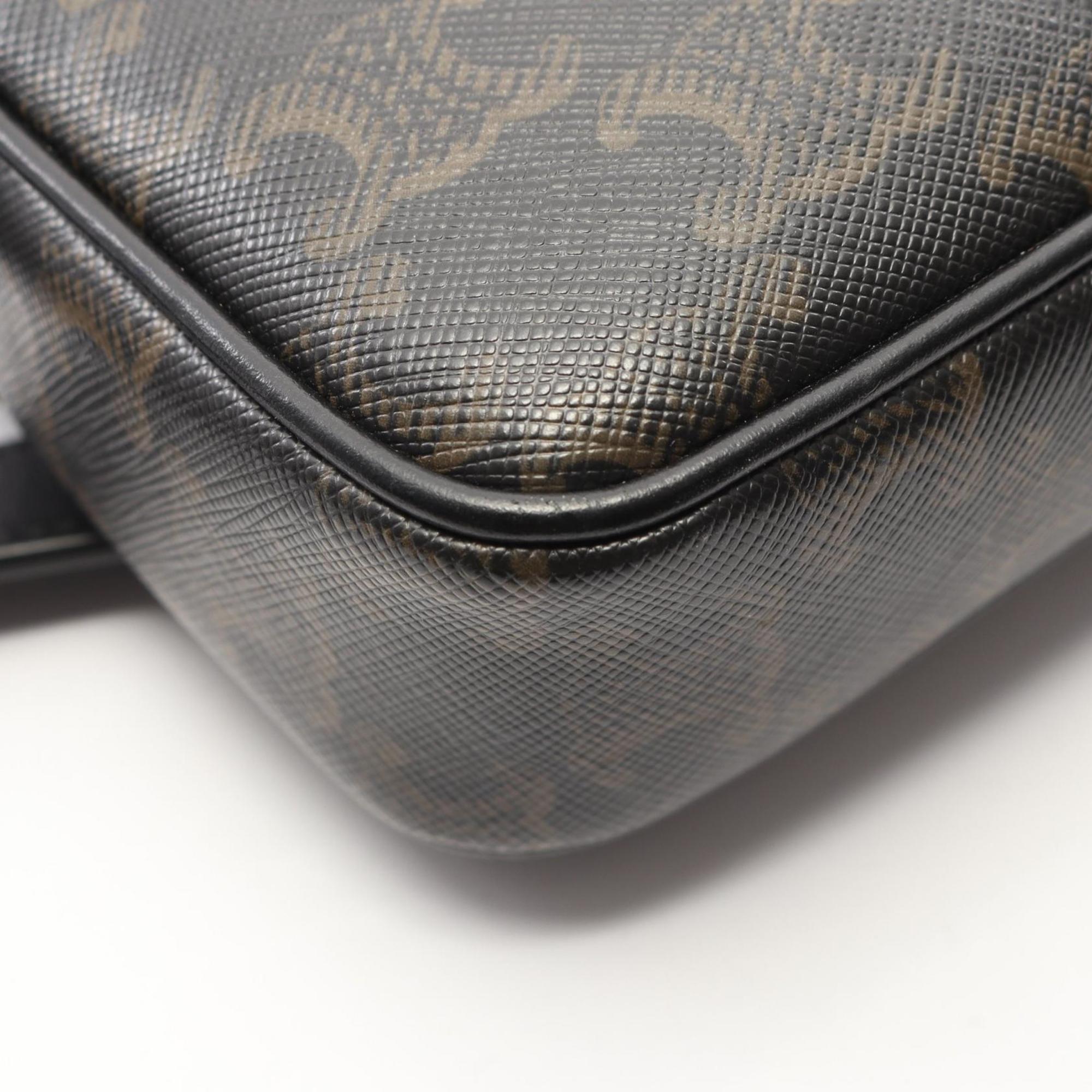 Celine Black Brown Coated Canvas Leather Handbag Messenger Bag Shoulder Bag (Pre-Owned)