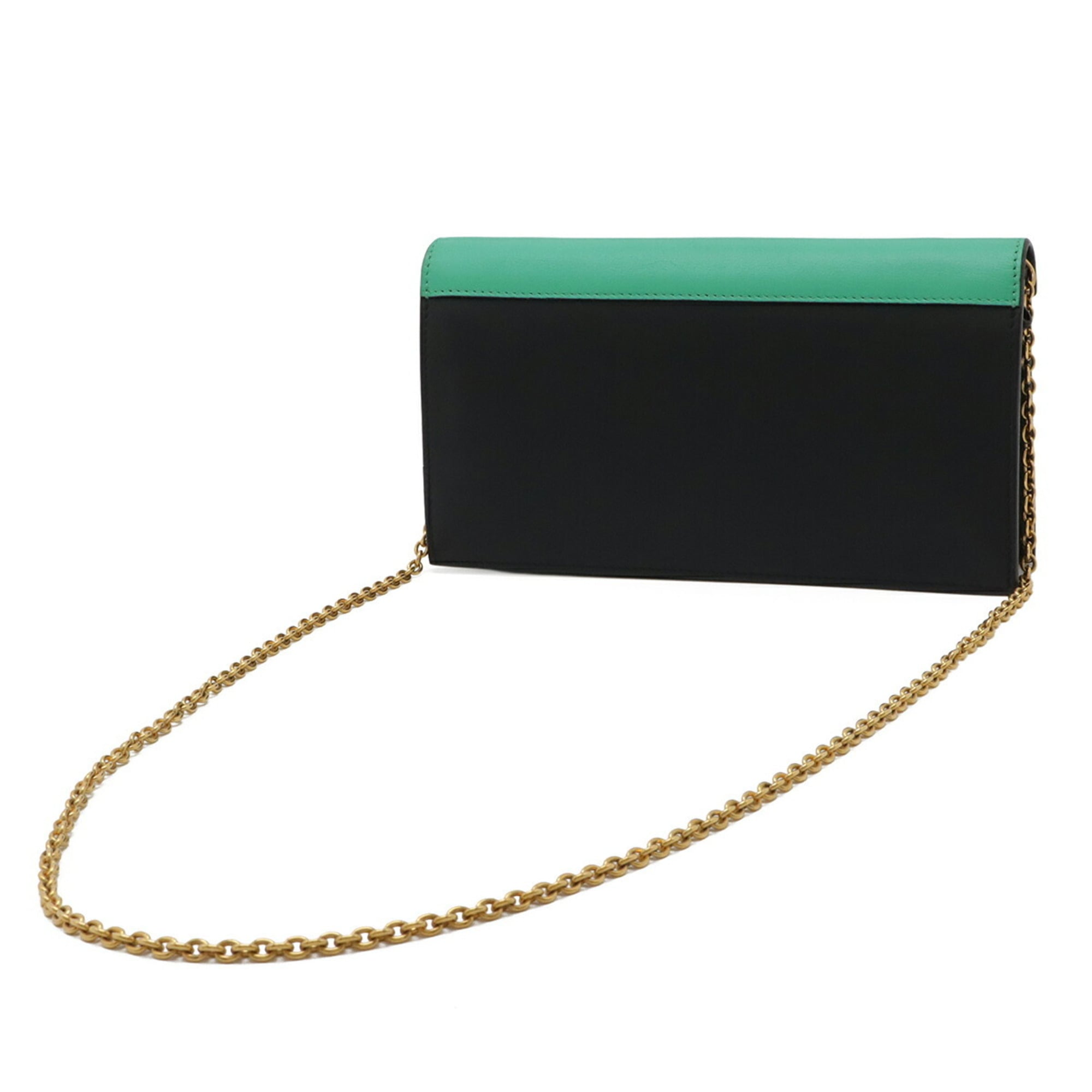 Celine Black Blue Green Leather Clutch Bag Shoulder Bag (Pre-Owned)