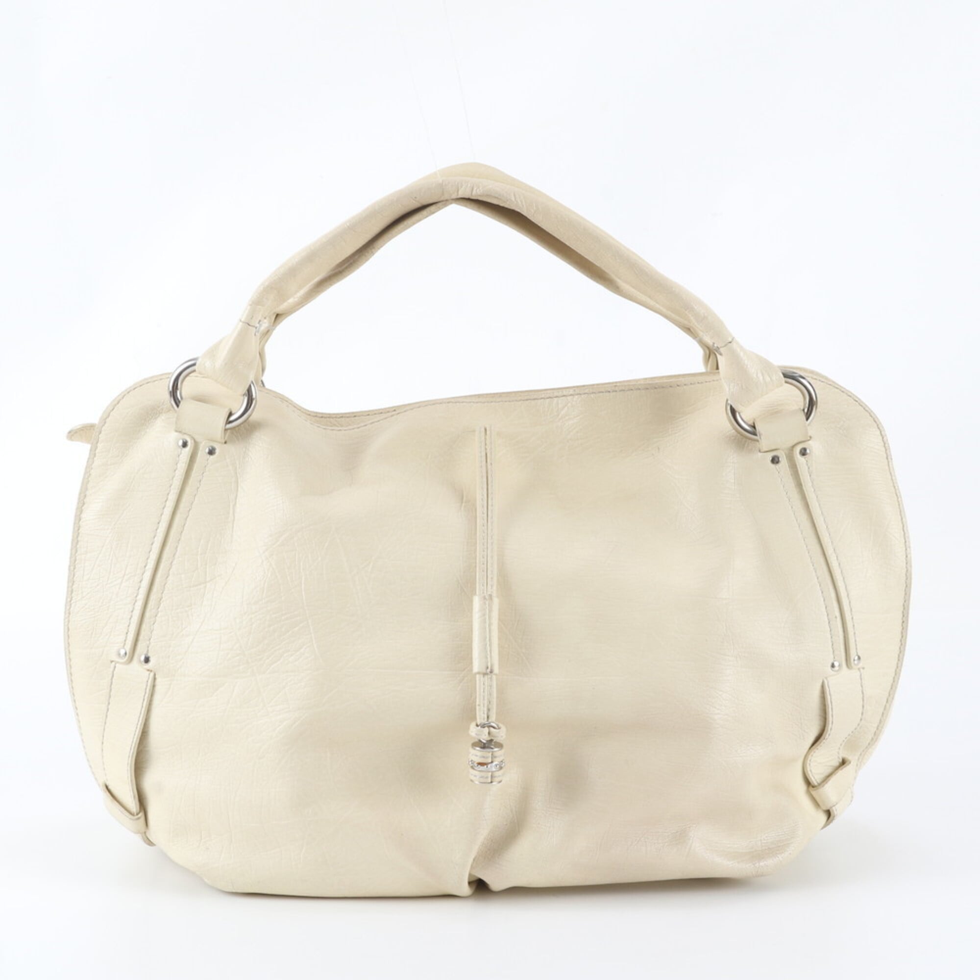 Celine Cream Leather Handbag Tote Bag (Pre-Owned)