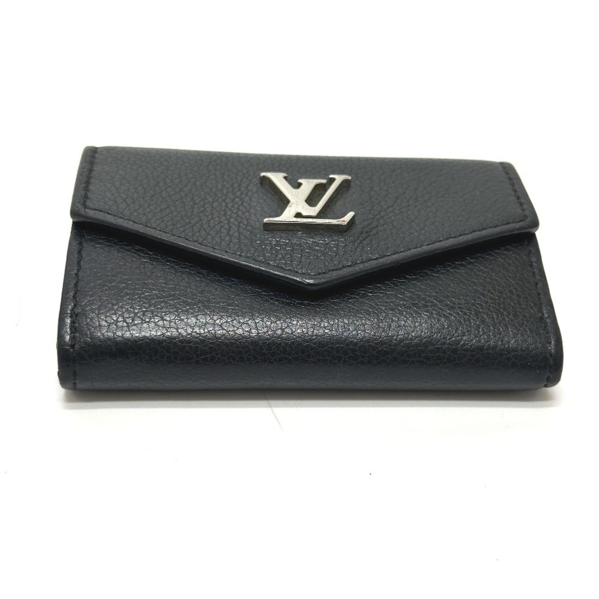 Louis Vuitton Black Leather Wallet (Tri-Fold) (Pre-Owned)