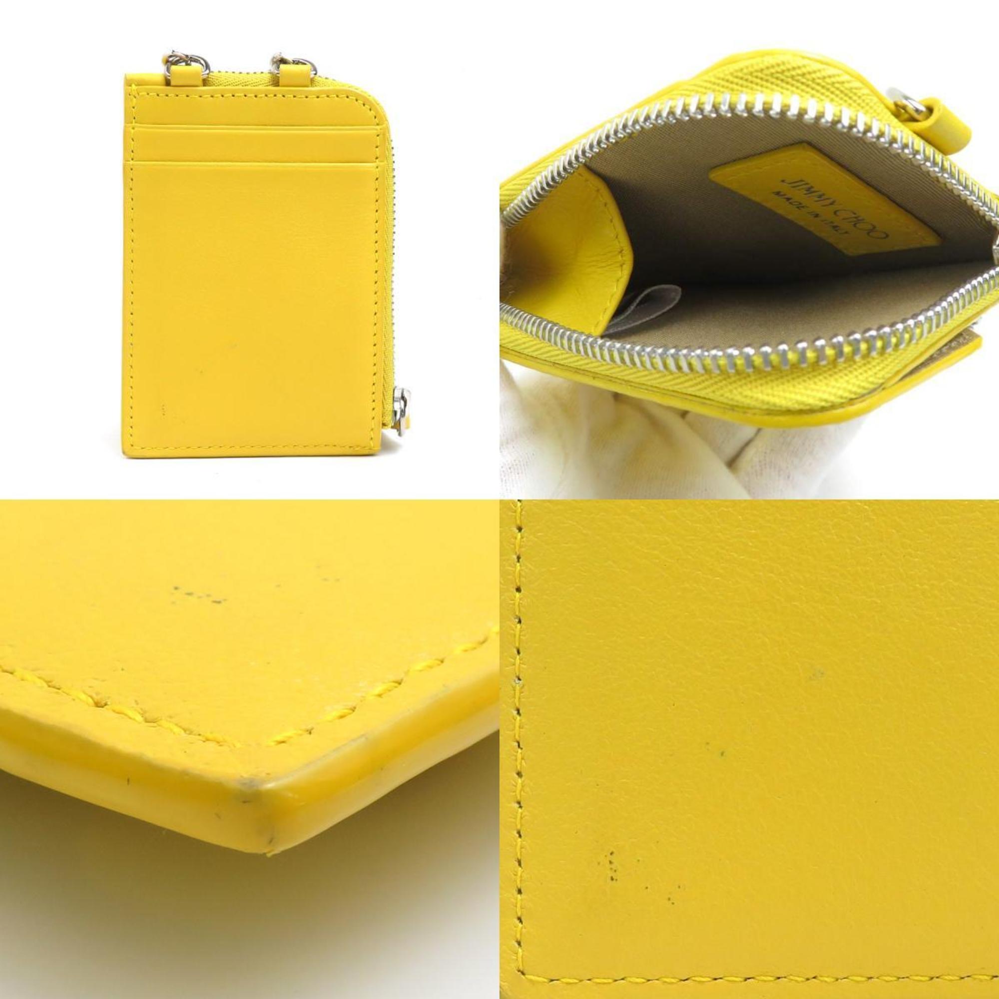 Jimmy Choo Yellow Leather Coin Purse/Coin Case (Pre-Owned)