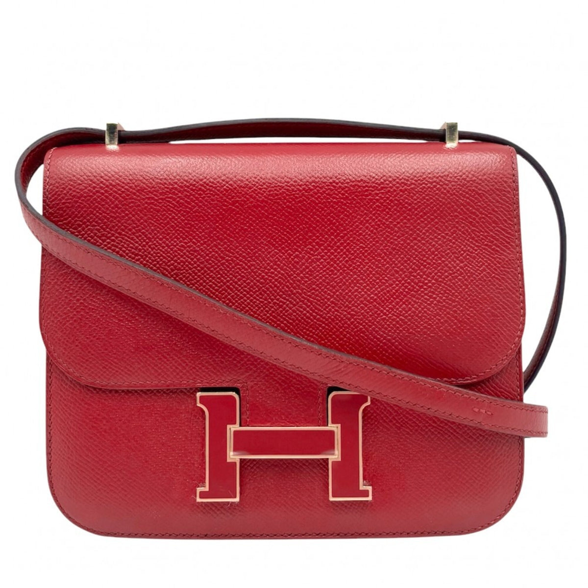 Hermes Red Color Epsom Leather Pochette Shoulder Bag (Pre-Owned)